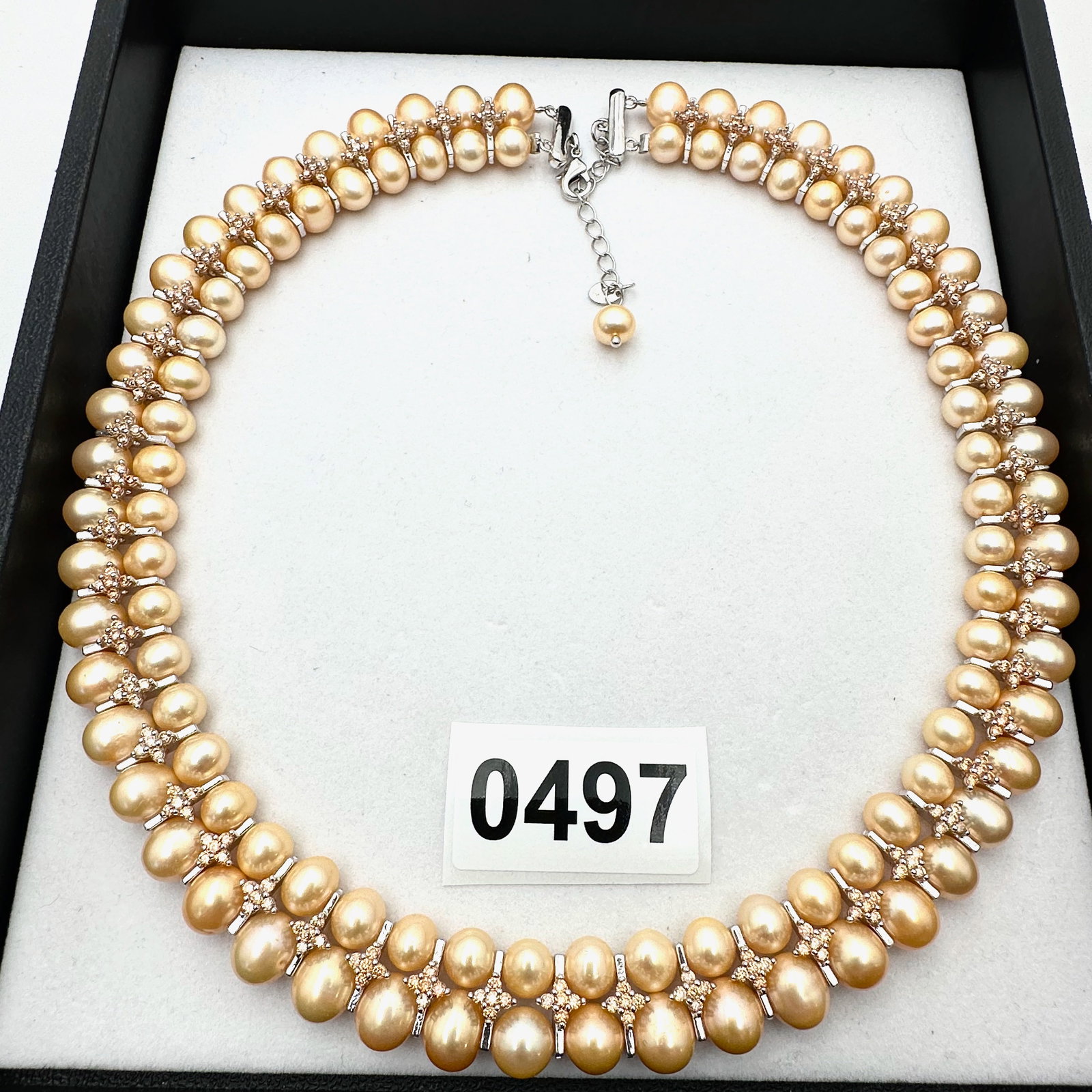 Lucas Lamenth Pearl and Gemstone Statement Necklace Silver Plated 17 to 19 Inch: Lucas Lamenth Pearl and Gemstone Statement Necklace Silver Plated 17 to 19 Inch