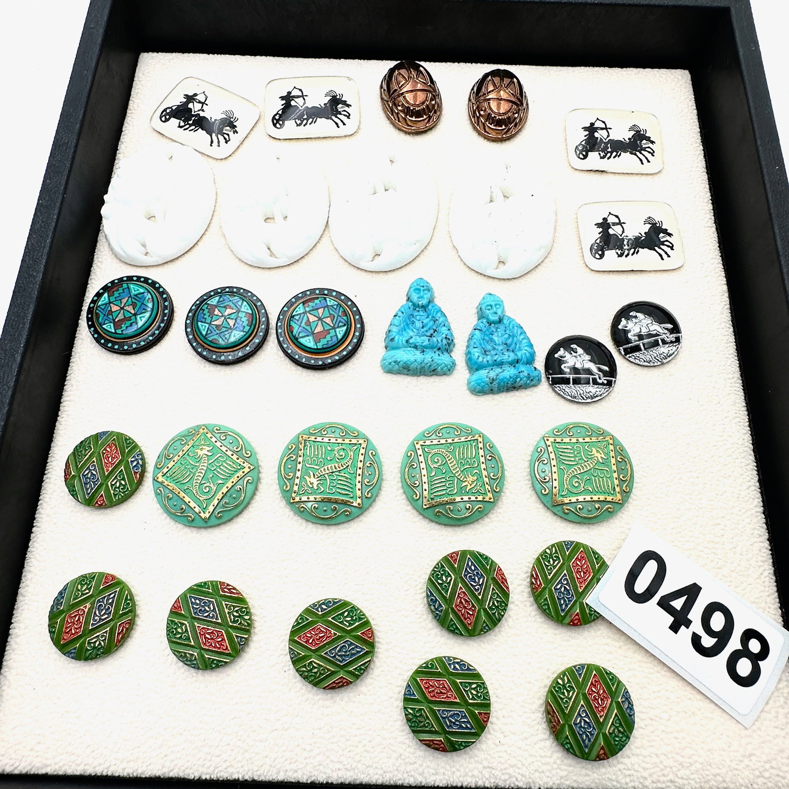 Vintage New Old Stock Check Glass Cabochons for Jewelry Making (1 of 2)
