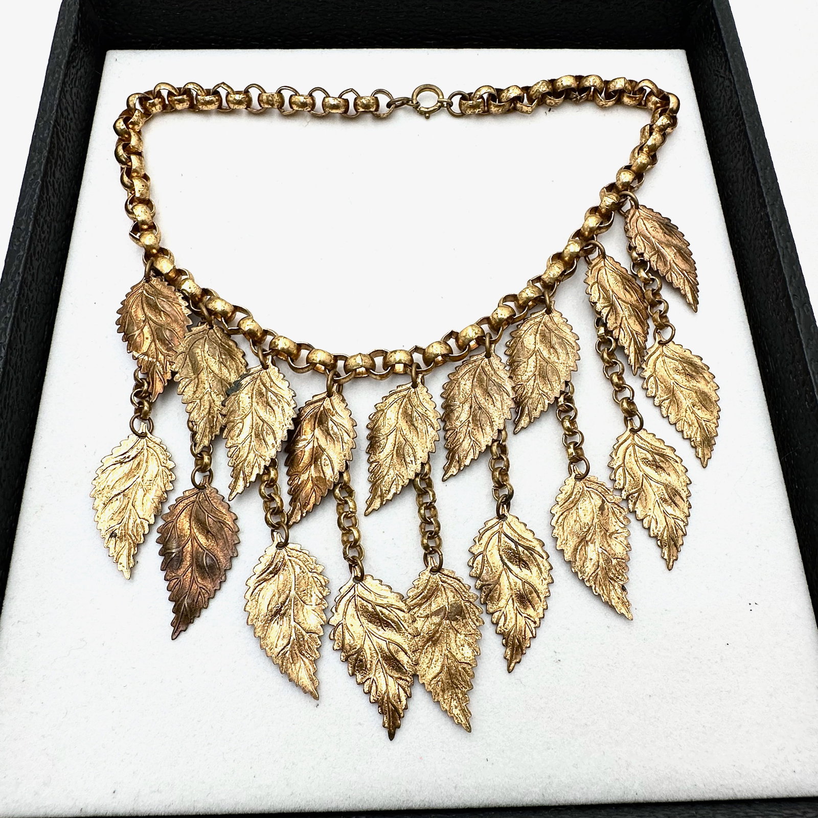 Vintage Possibly Unsigned Miriam Haskell Antiqued Gold Tone Statement Bib Necklace (1 of 2)