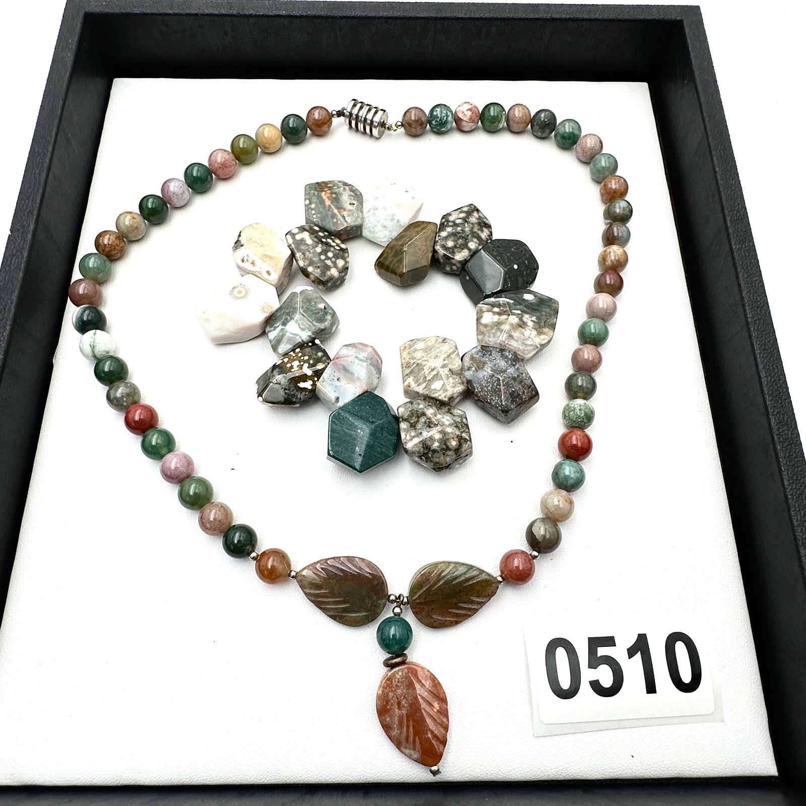 Jasper and Gemstone Sterling Silver Necklace and Bracelet: Jasper and Gemstone Sterling Silver Necklace and Bracelet