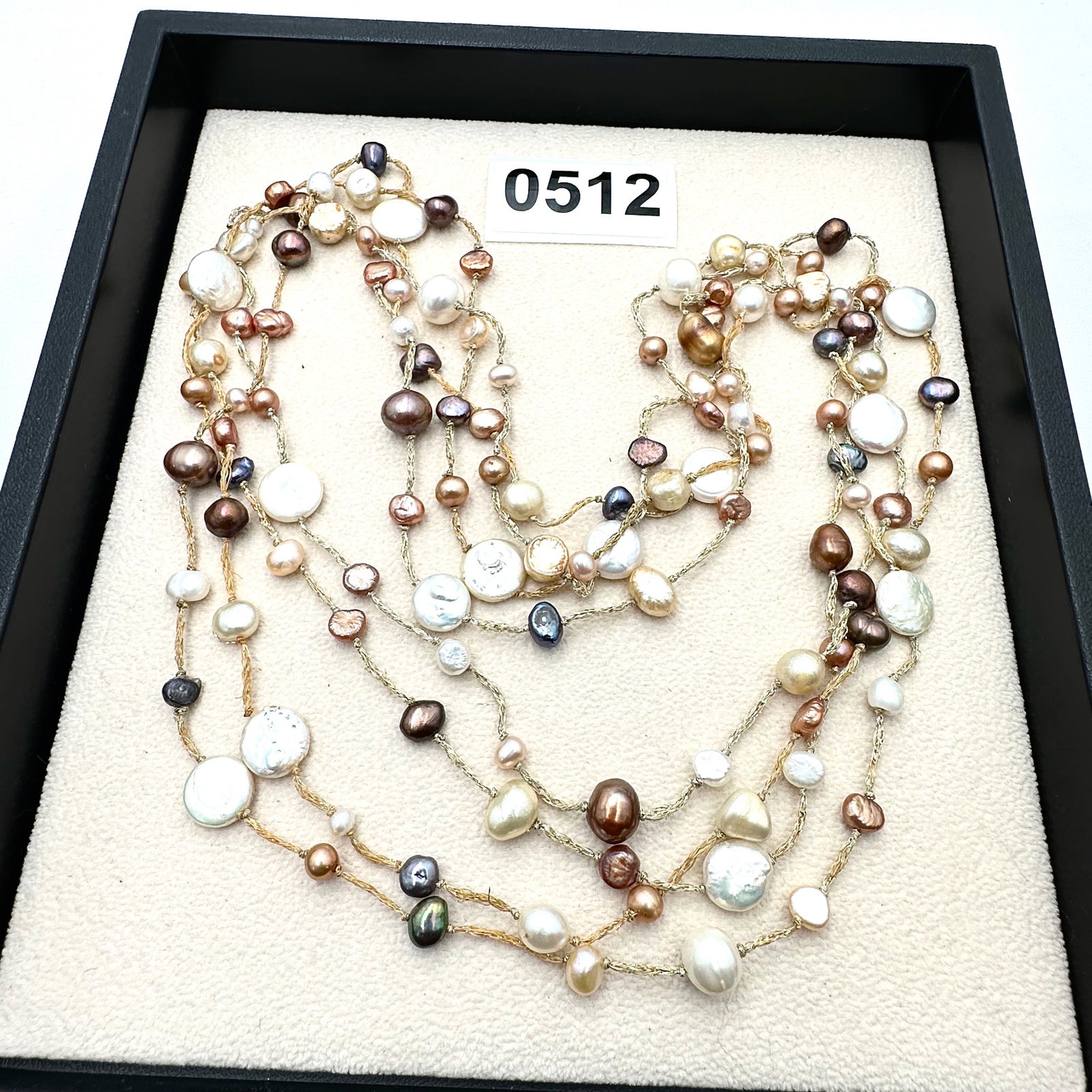 Multicolor Freshwater Pearl Necklace on Cord Single Strand 36 Inch (1 of 2)