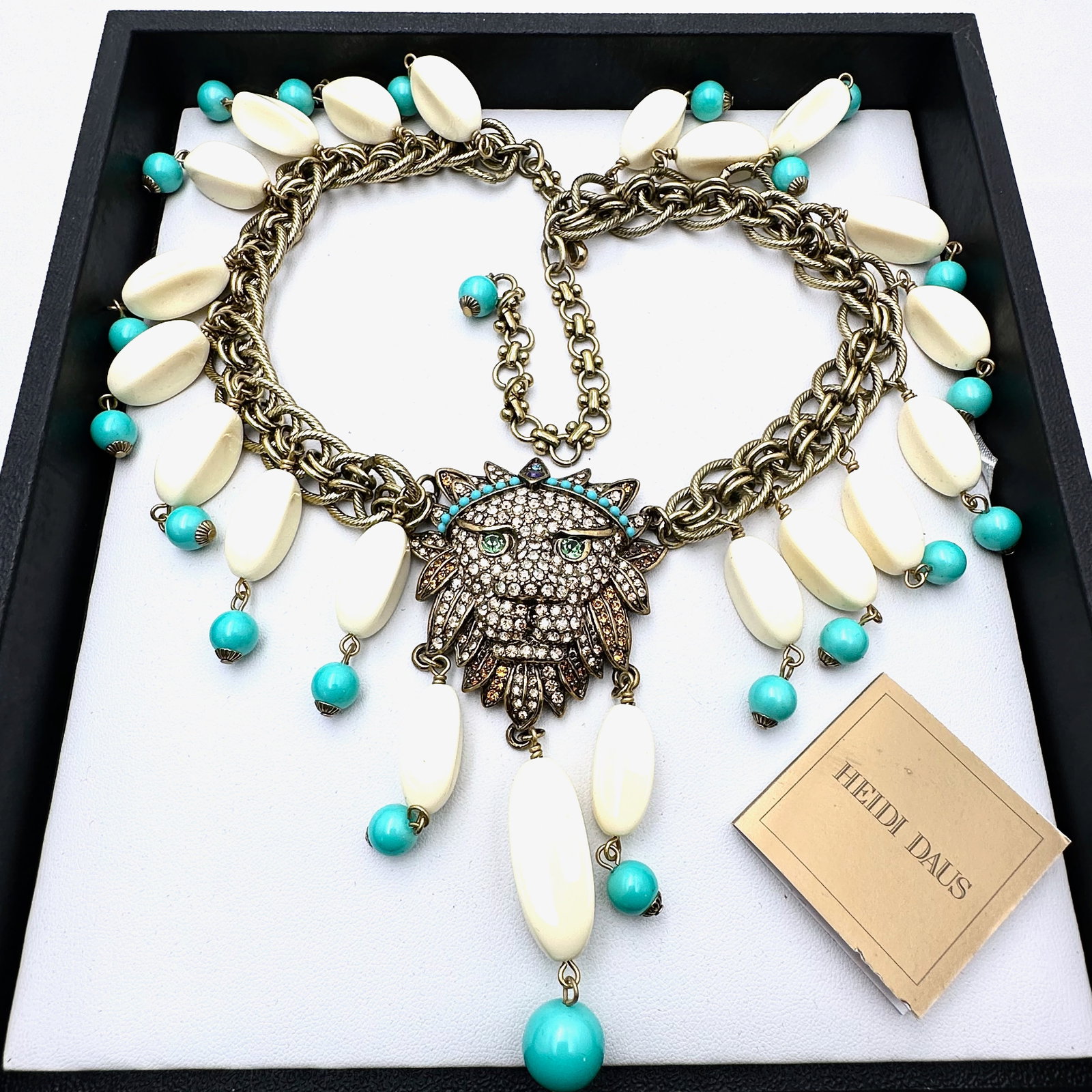 Heidi Daus Lion Statement Necklace Bronze Tone Crystals 18 to 20 Inch (1 of 2)