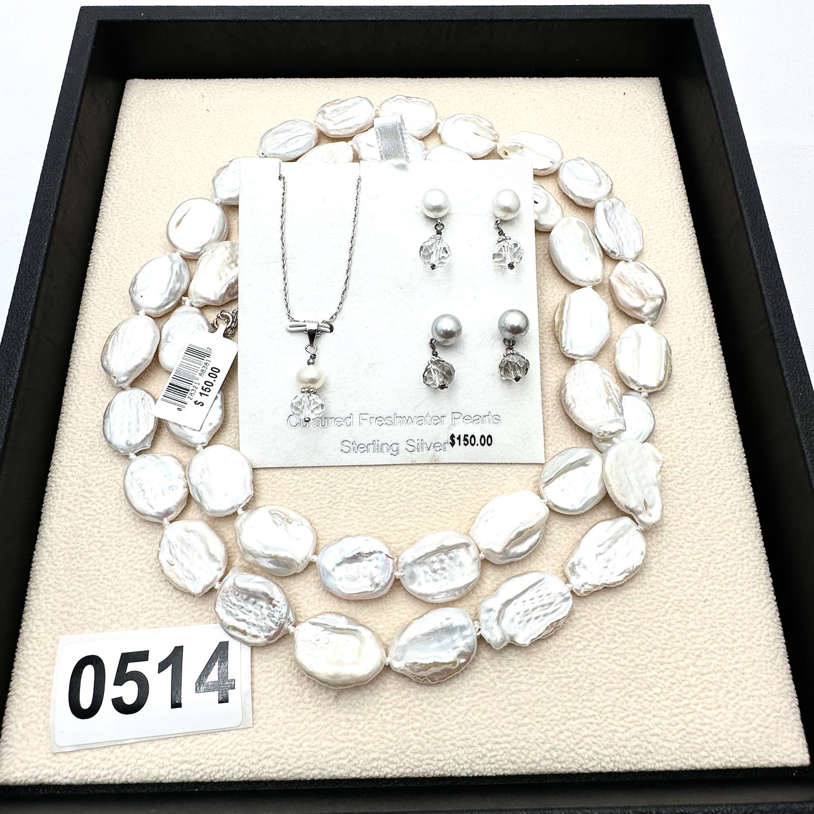 Freshwater Pearls Sterling Silver Necklace Earrings and Coin Pearl Necklace (1 of 2)