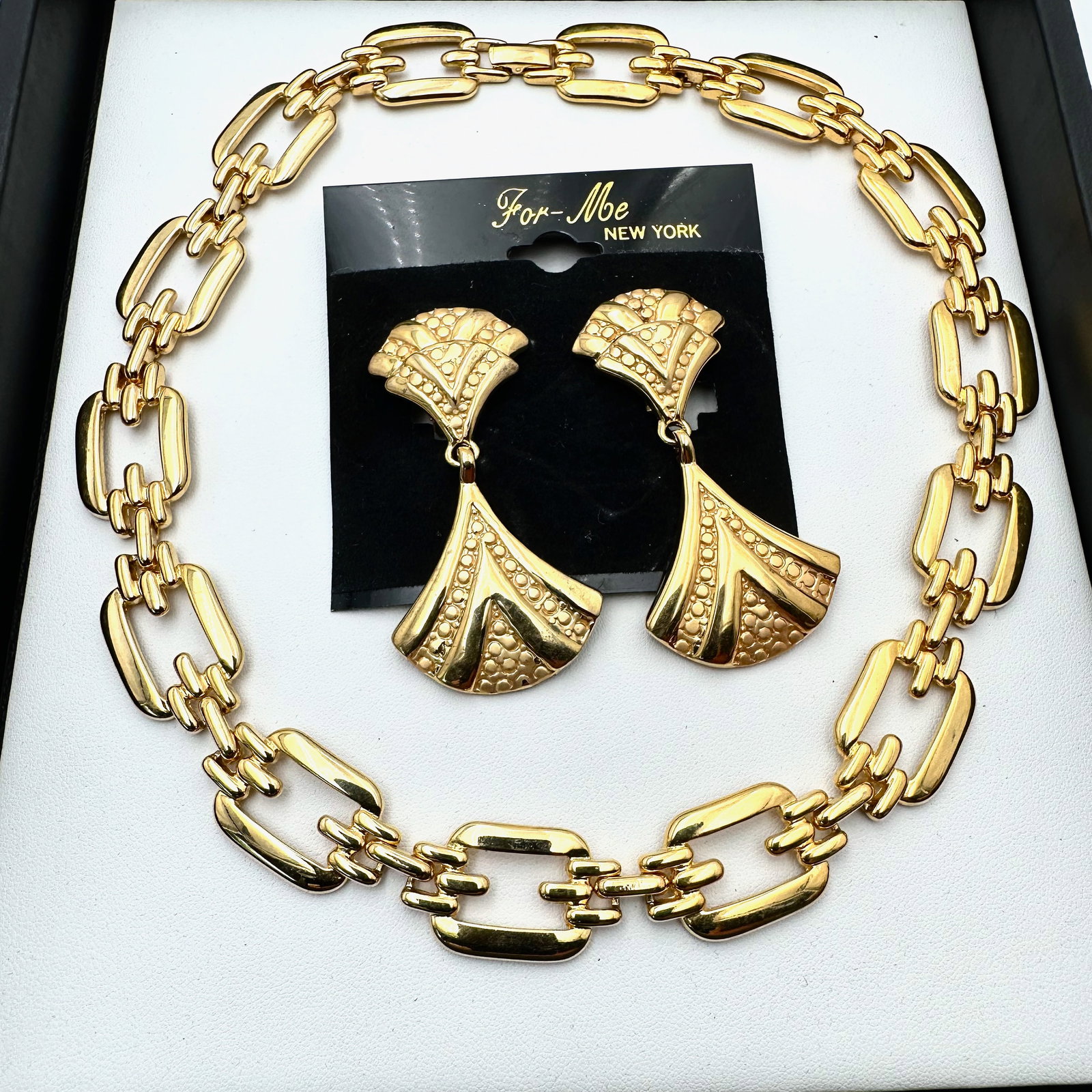 Vintage Avon Gold Tone Statement Necklace and For-Me New York Statement Clip Earrings (1 of 2)