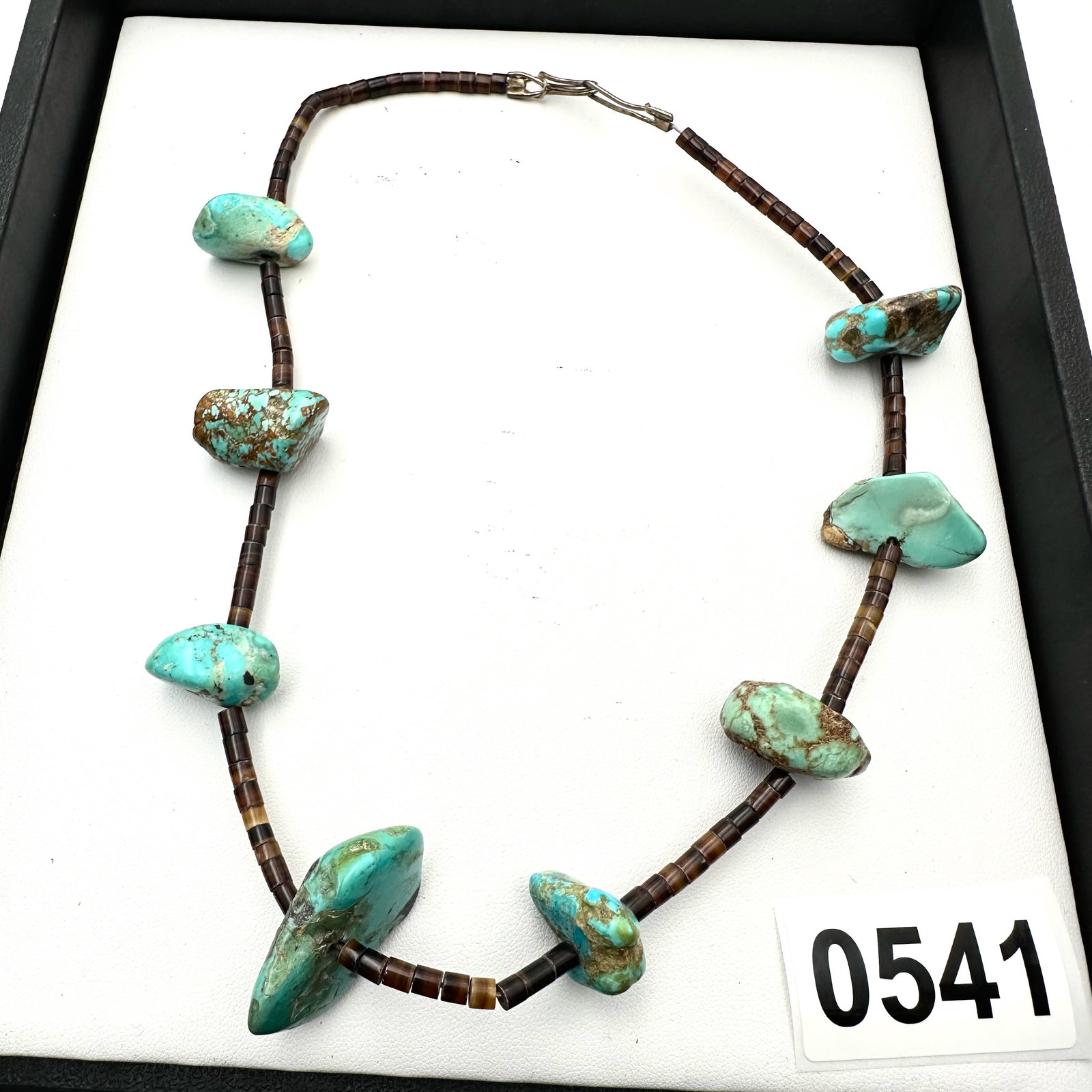 Vintage Turquoise and Heishi Shell Bead Necklace 16 Inch (1 of 2)