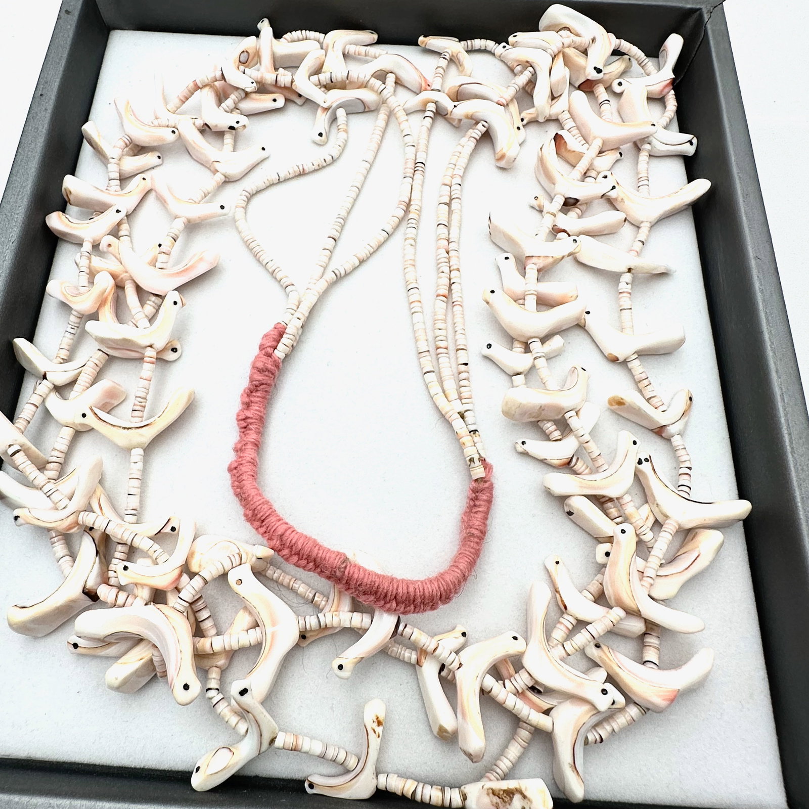 Vintage American Southwest Multistrand Carved Shell Bird Fetish Necklace 32 Inch (1 of 2)