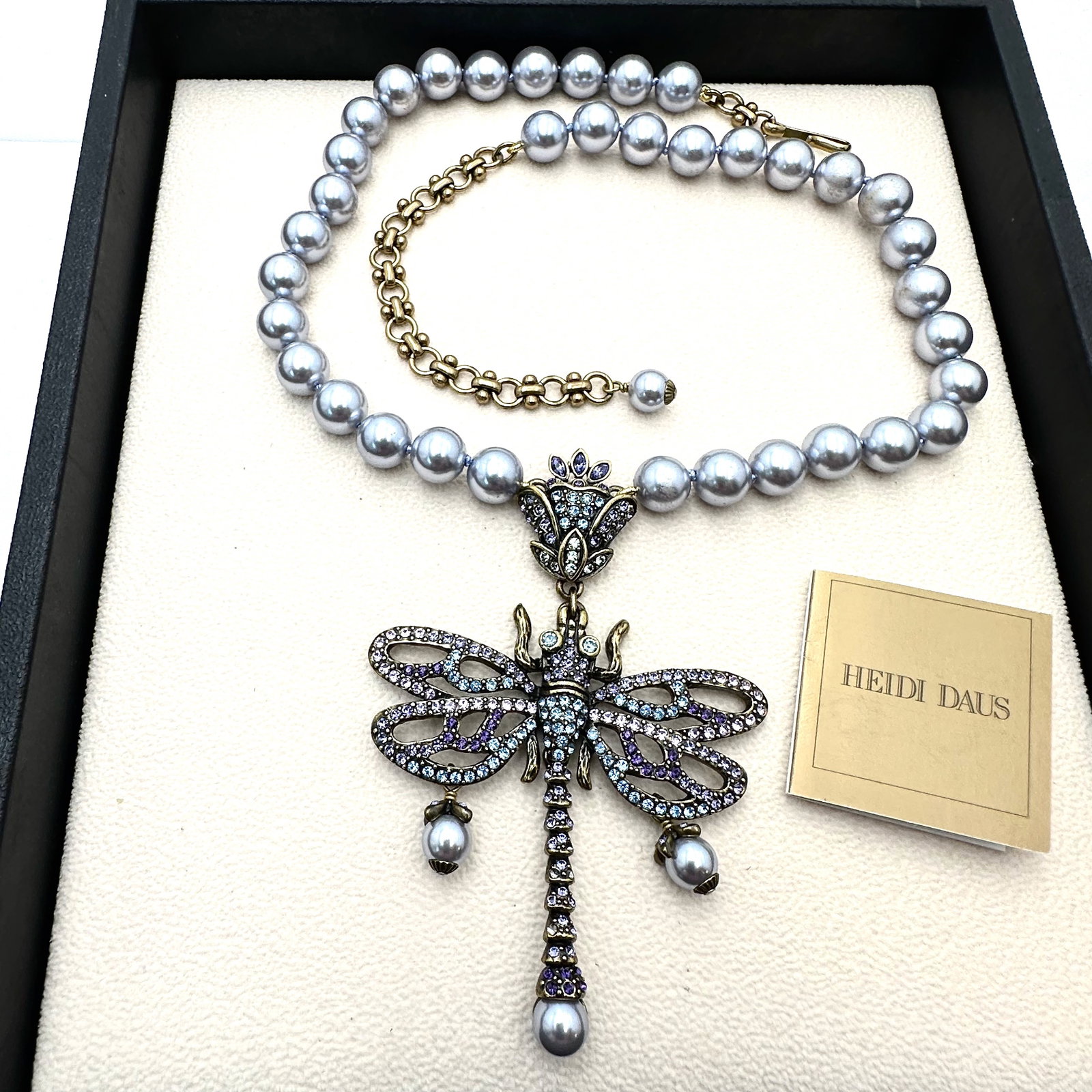 Heidi Daus Pastel Multicolor Crystal Butterfly Faux Glass Grey Pearl Necklace 16 to 19 Inches: Heidi Daus Pastel Multicolor Crystal Butterfly Faux Glass Grey Pearl Necklace 16 to 19 Inches
