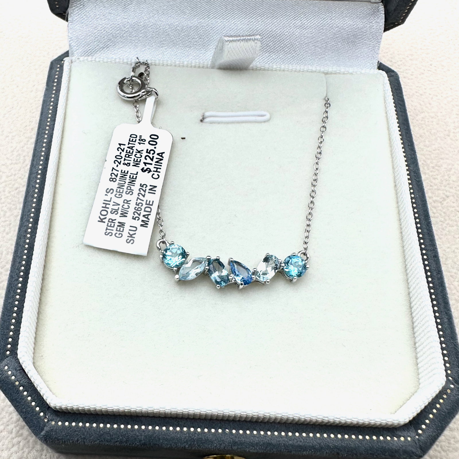 Blue Spinel Sterling Silver Necklace 18 Inch Length Box Included (1 of 2)