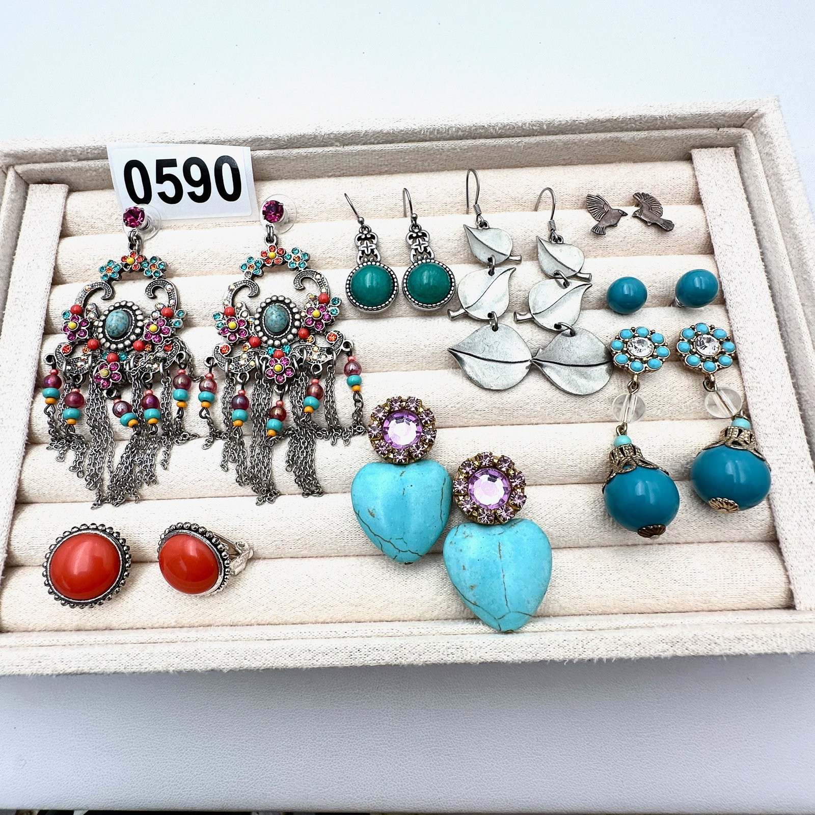 Group Collection Lot Earrings Crystal Rhinestone Multicolor Chandelier Studs Pierced and Clip (1 of 2)