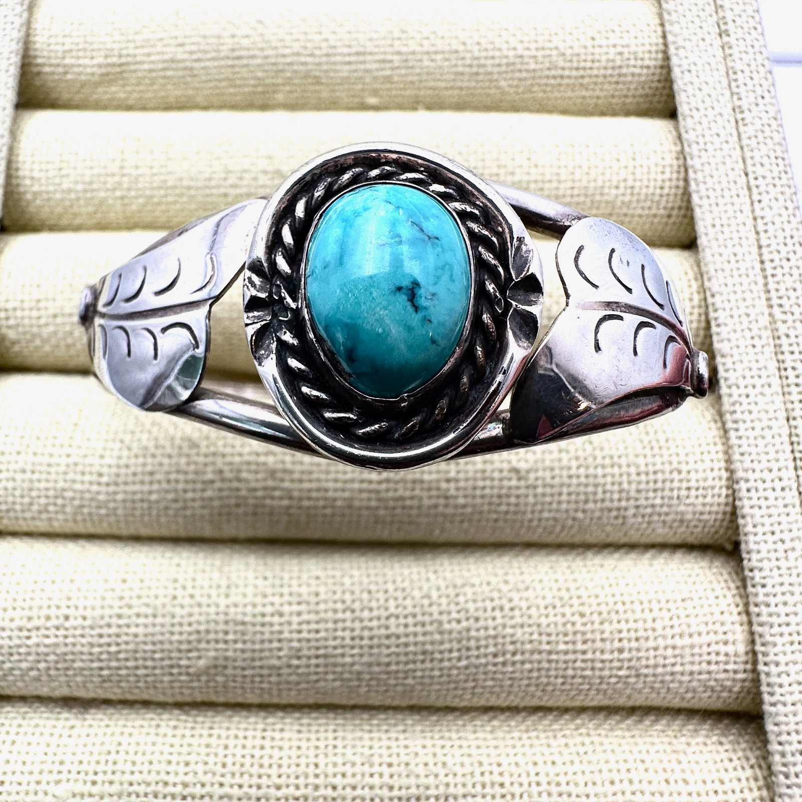 Vintage Native American Turquoise Sterling Silver Cuff Bracelet Signed J P Adjustable Size 17 Grams (1 of 3)