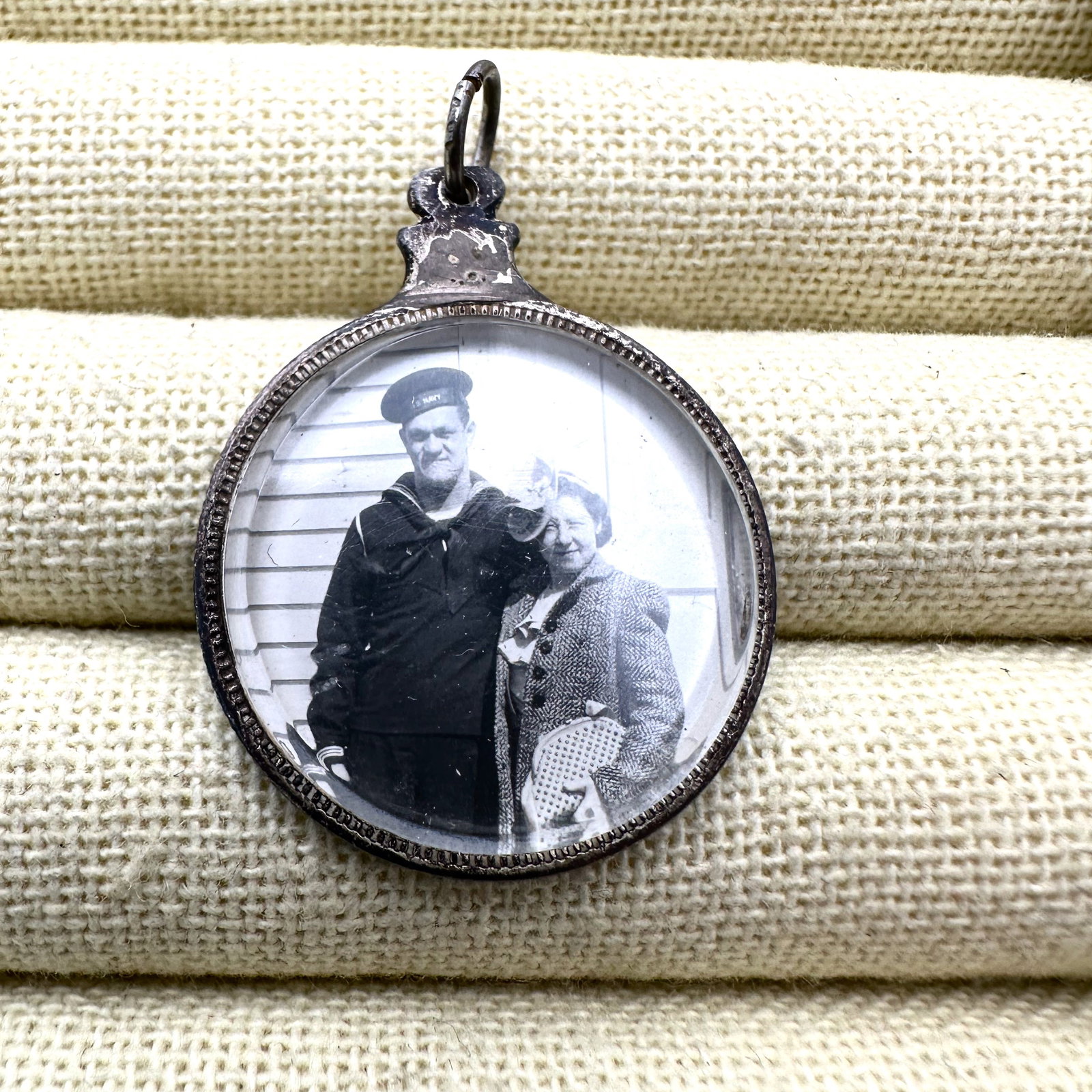 Antique Portrait Pendant Back Side is Australian Silver Coin 1.5 Inch (1 of 2)