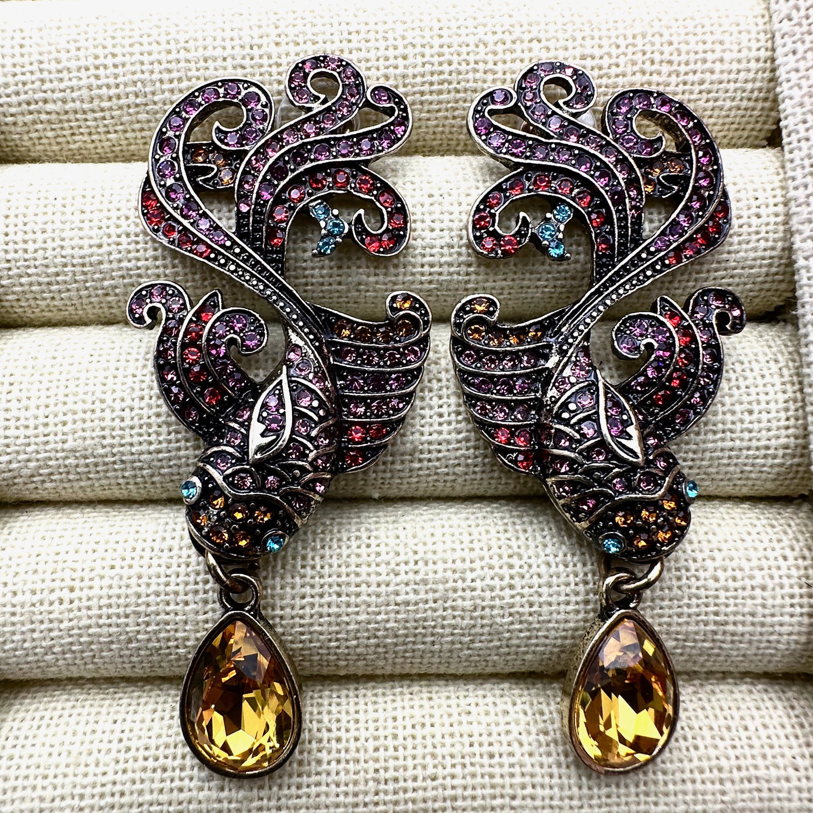 Heidi Daus Crystal Koi Fish Bronze Tone Pierced Chandelier Earrings 2.75 Inch: Heidi Daus Crystal Koi Fish Bronze Tone Pierced Chandelier Earrings 2.75 Inch