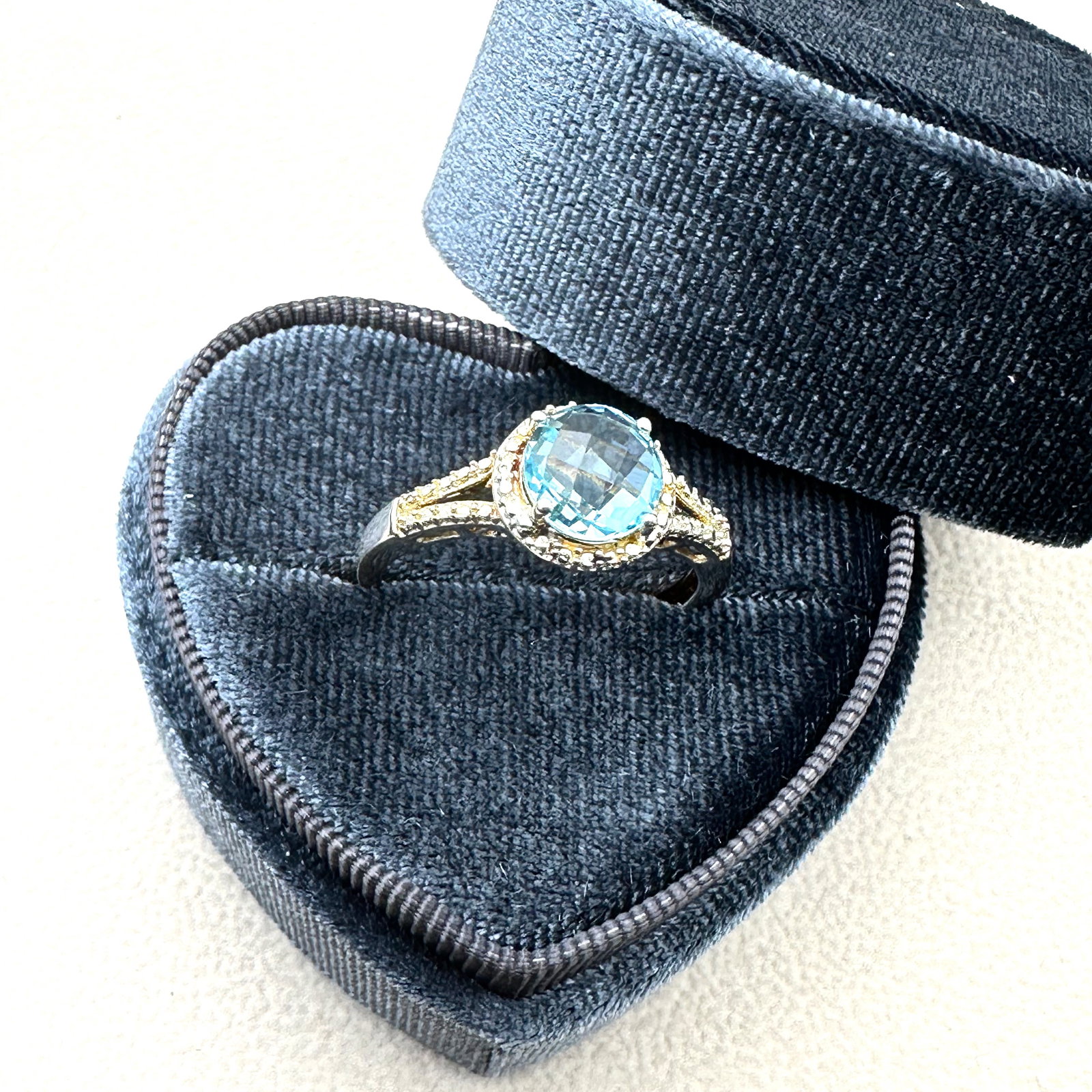 Chuck Clemency Cushion Cut Blue Topaz Sterling Silver Ring Size 10 Box Included (1 of 2)