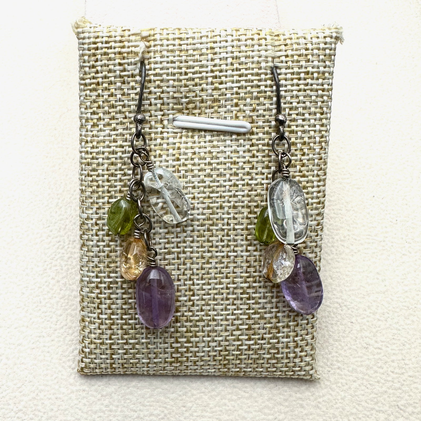 Multi Gemstone Sterling Silver Chandelier Earrings 2 Inch (1 of 2)