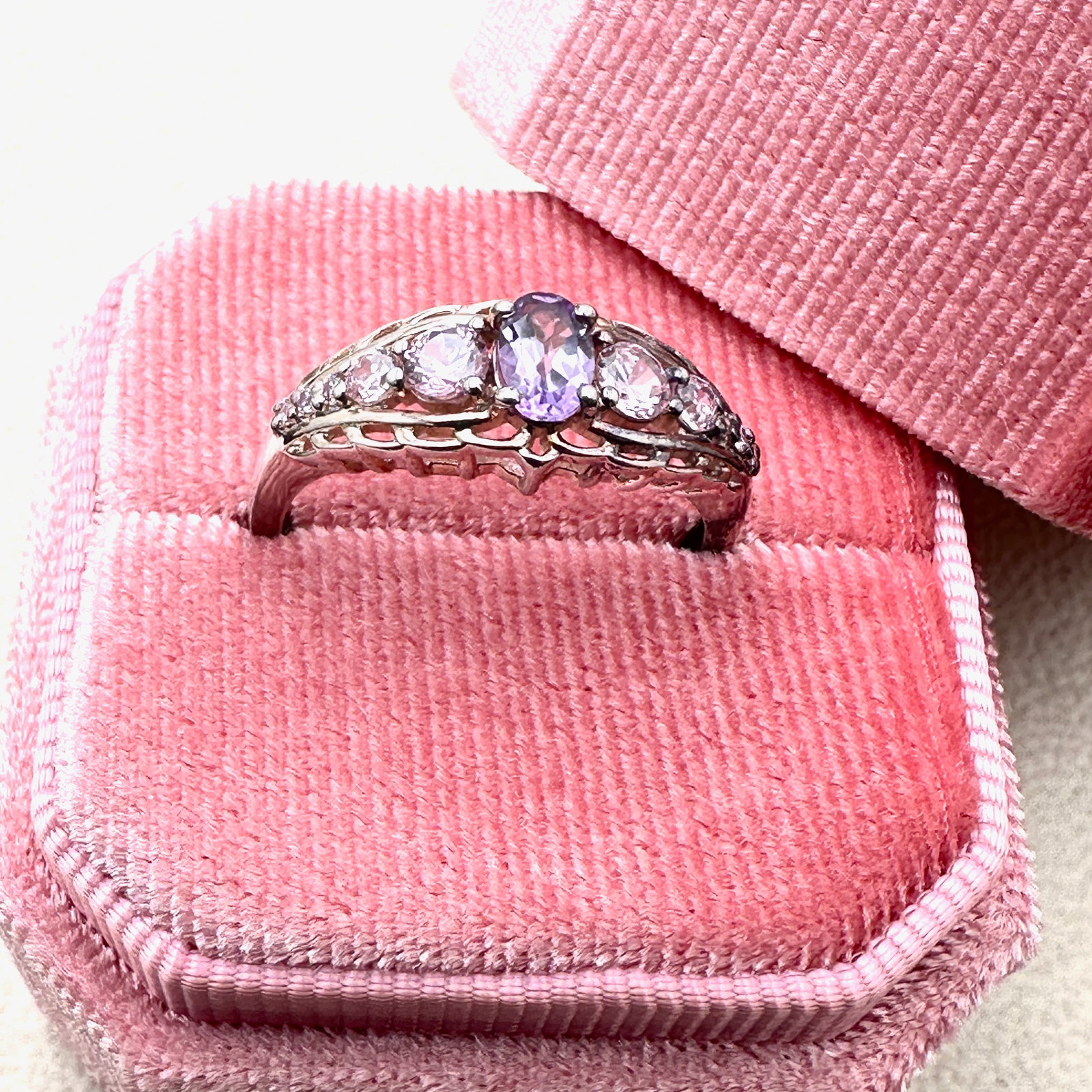 Chuck Clemency Pink & Purple Gemstone Sterling Silver Ring Size 10 Box Included (1 of 2)
