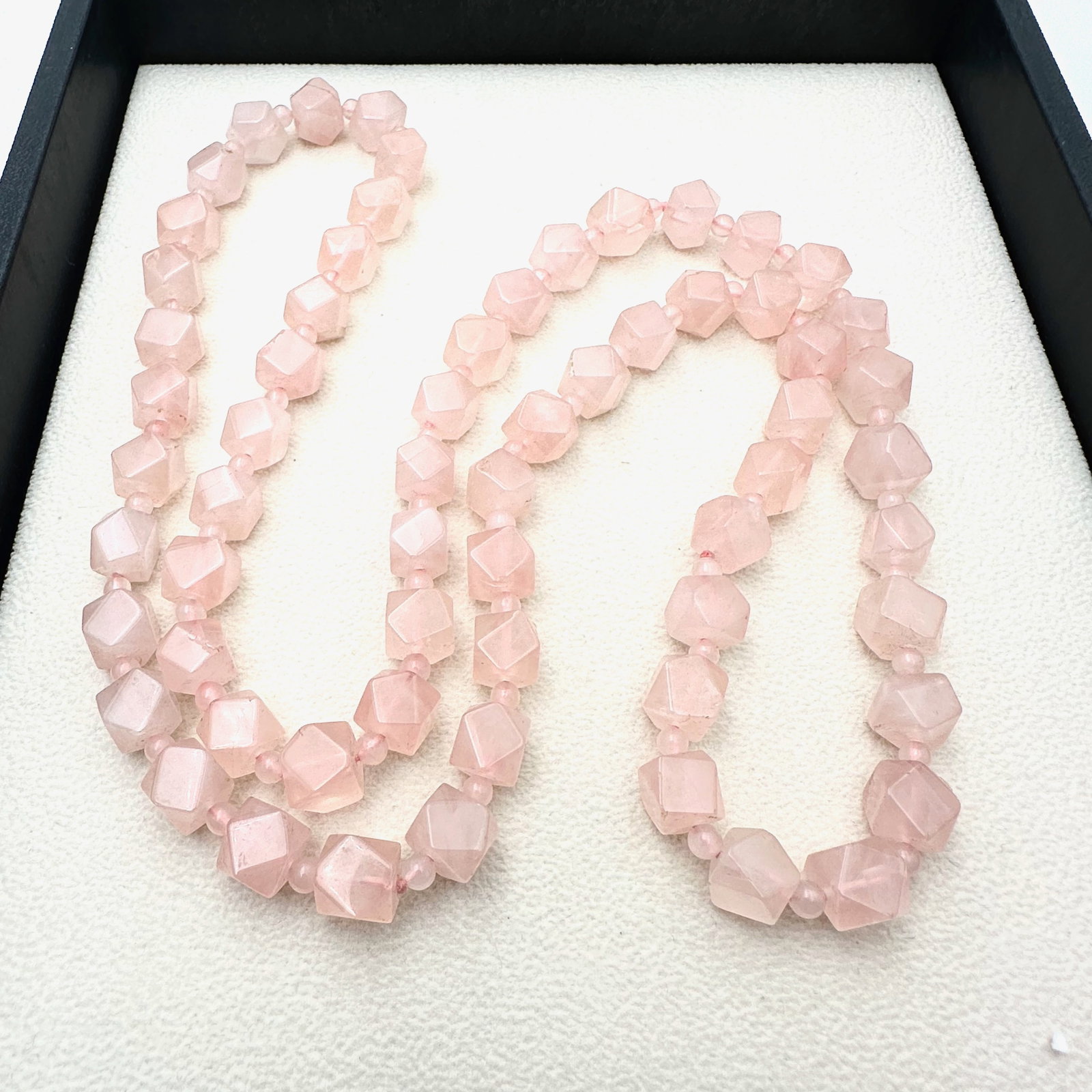 Vintage Rose Quartz Bead Hand Strung Necklace 30 Inch Length (1 of 2)