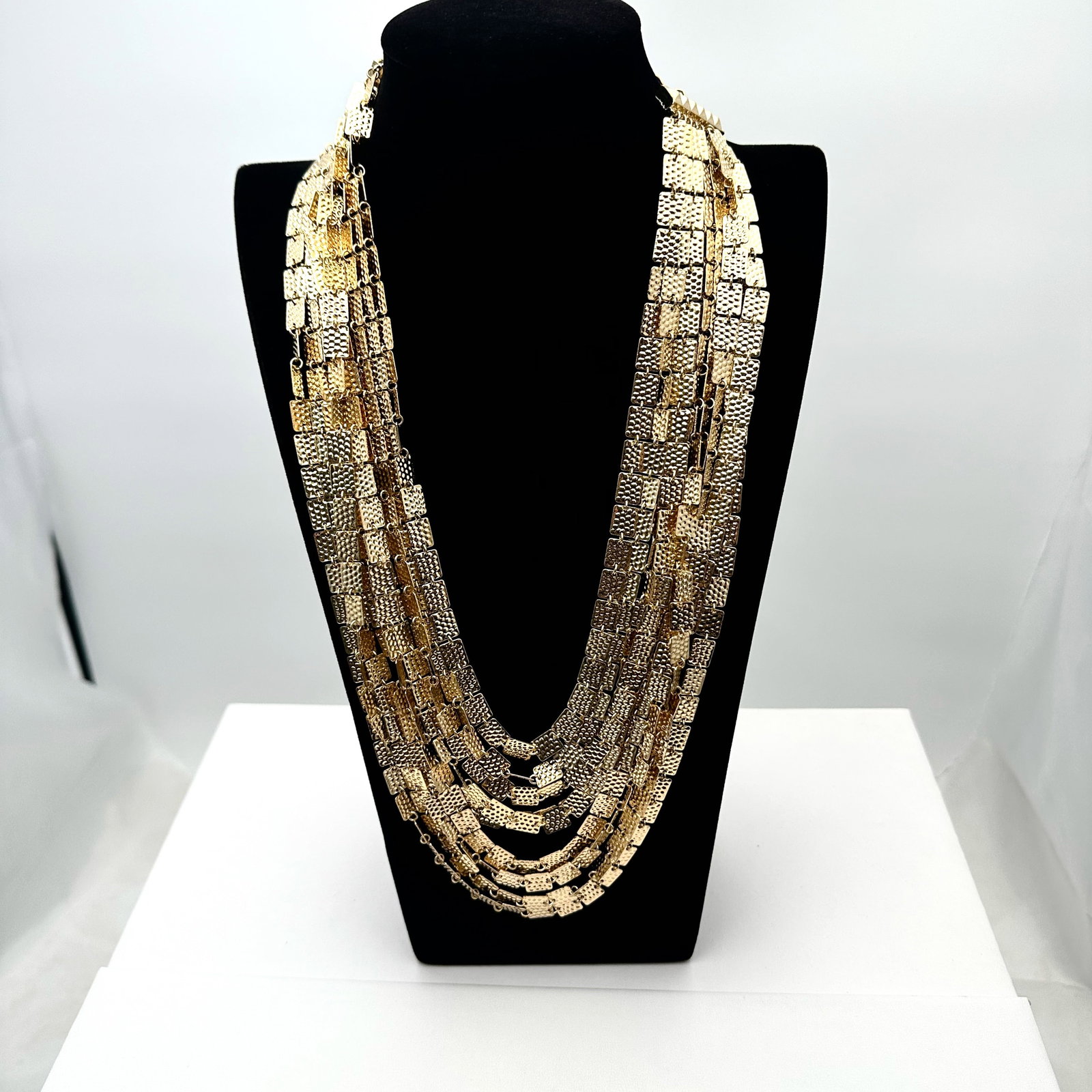 Graziano Gold Tone Multi Strand Statement Necklace 18 to 20 Inch (1 of 2)