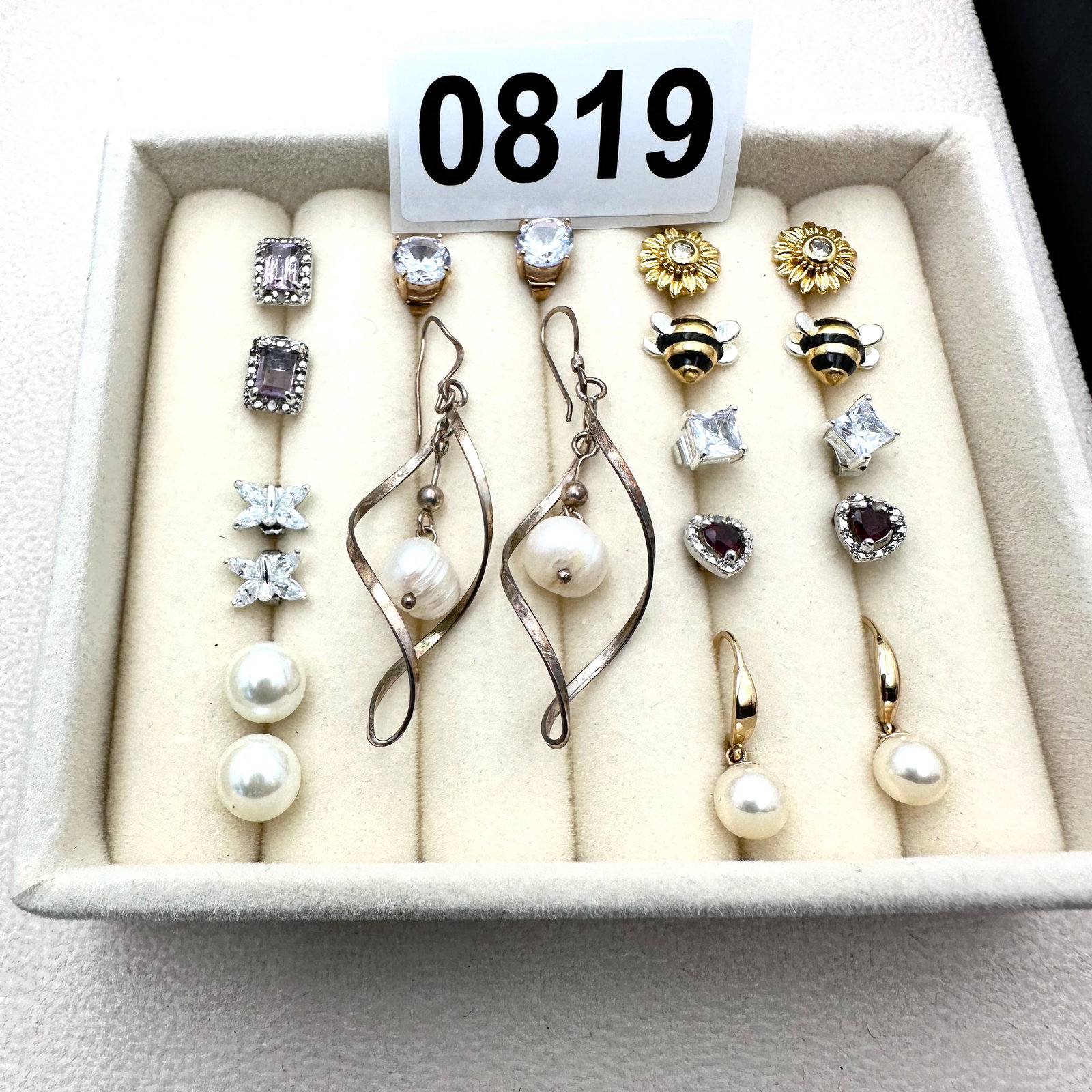 Jewelry Group Lot Pierced Earrings Sterling Silver Gold Plated Pearls Gemstones CZs (1 of 2)