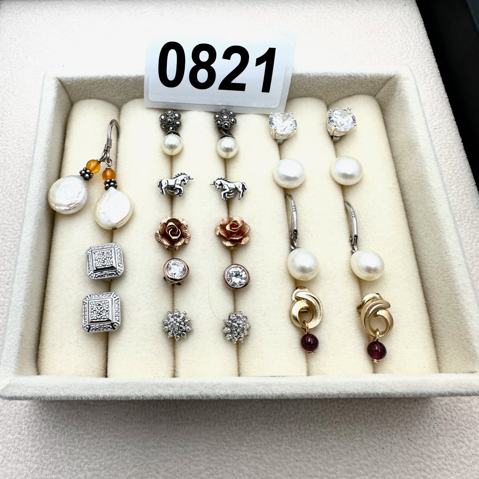 Jewelry Group Lot Pierced Earrings Sterling Silver Gold Plated Pearls Gemstones CZs (1 of 2)