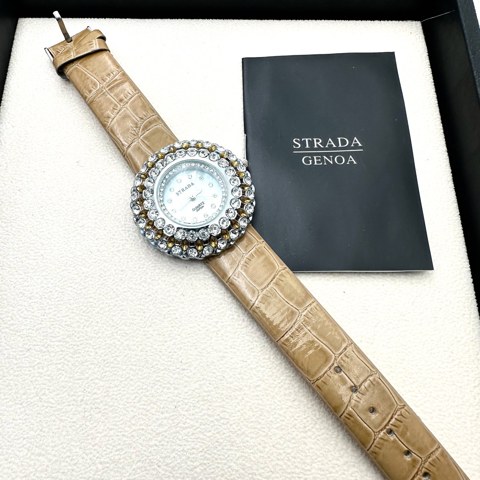 Strada Crystal Watch with Leather Band Unworn Condition Will Need A New Battery (1 of 3)