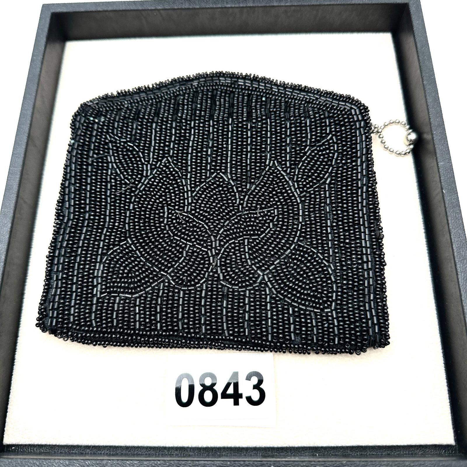 Vintage Black Seed Bead Clutch Purse 4 Inch by 5 Inch (1 of 2)