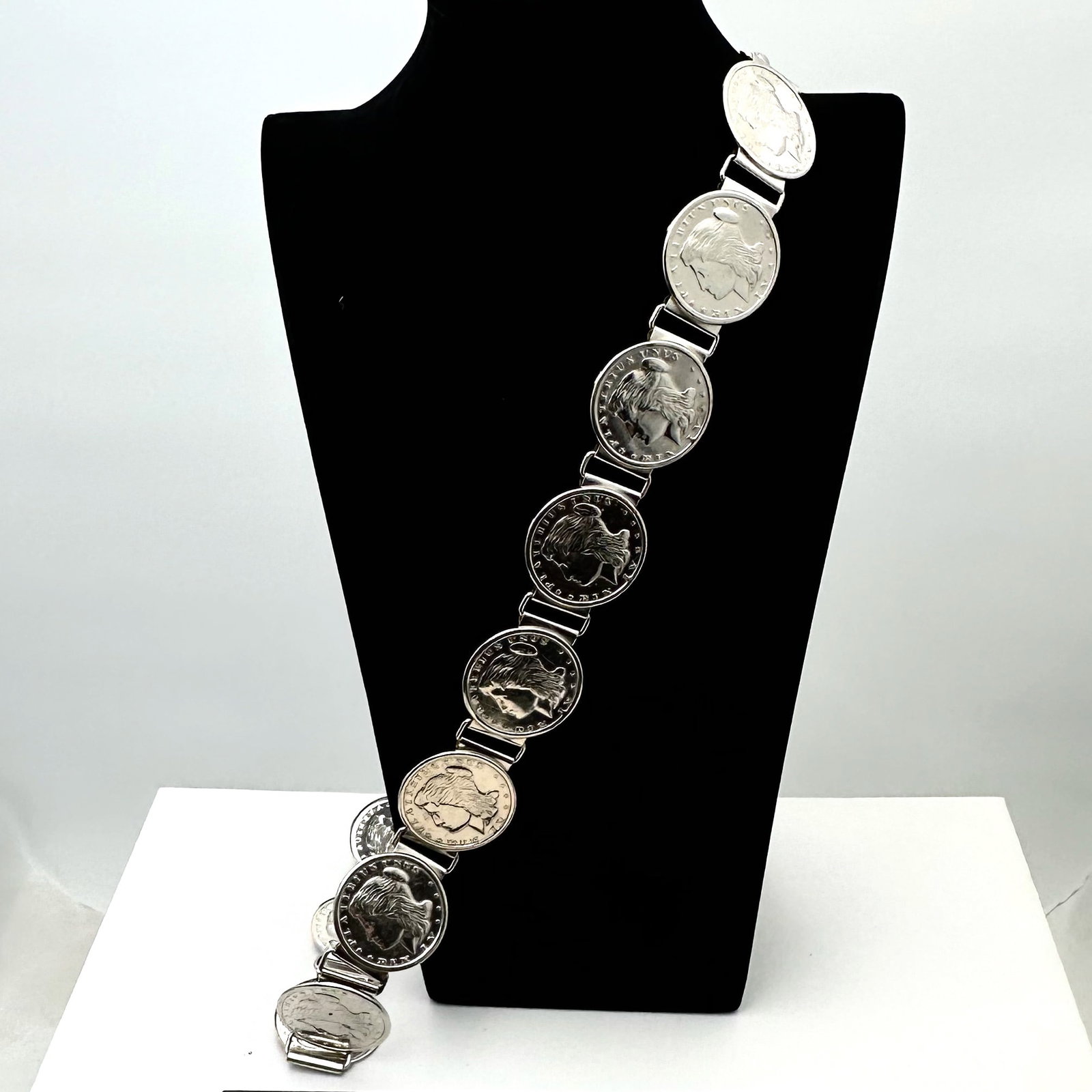 Vintage Silver Tone Coin Belt Fits Up to 34 Inch: Vintage Silver Tone Coin Belt Fits Up to 34 Inch