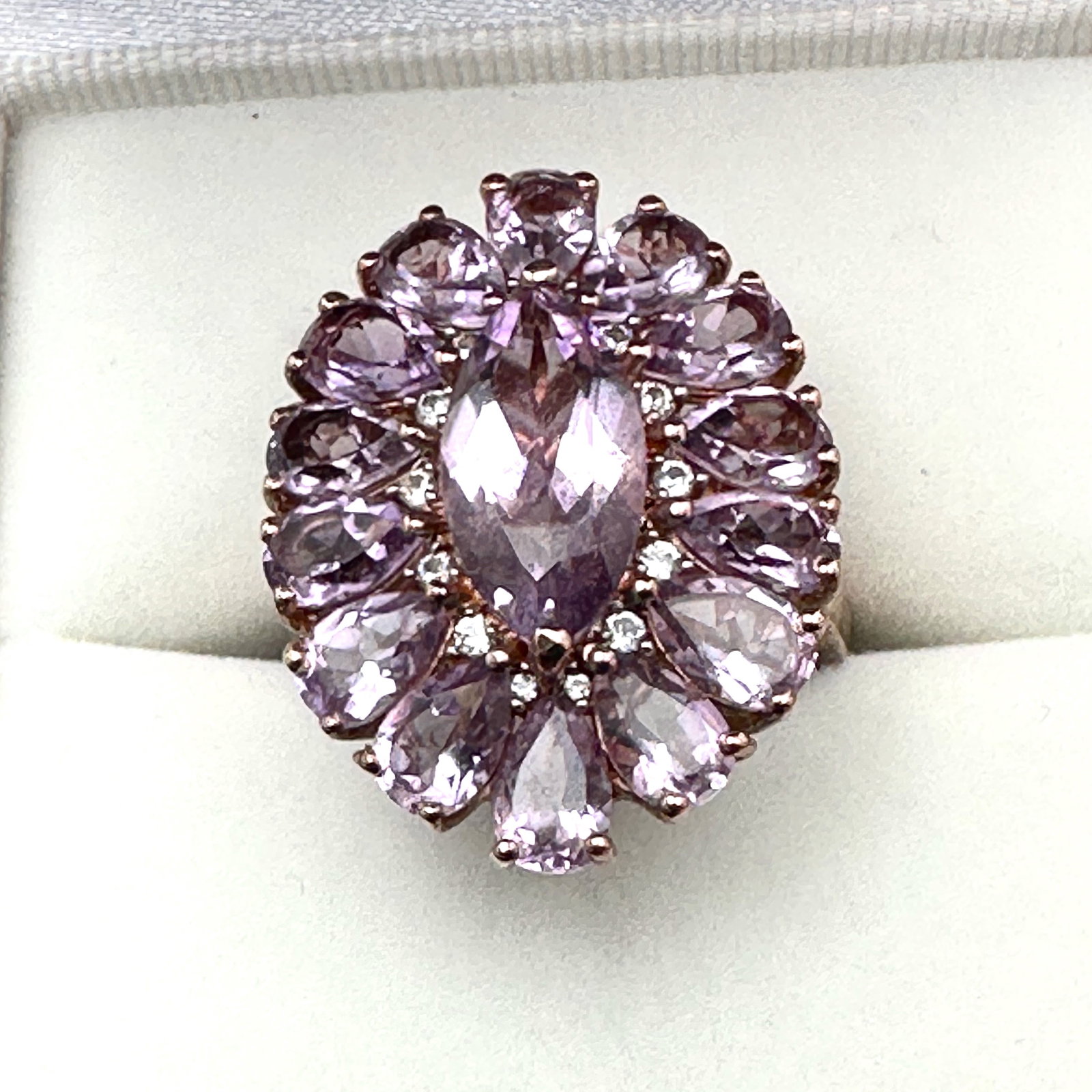 Vintage Purple Gemstone Rose Gold Plated Sterling Silver Ring Size 7: Vintage Purple Gemstone Rose Gold Plated Sterling Silver Ring Size 7