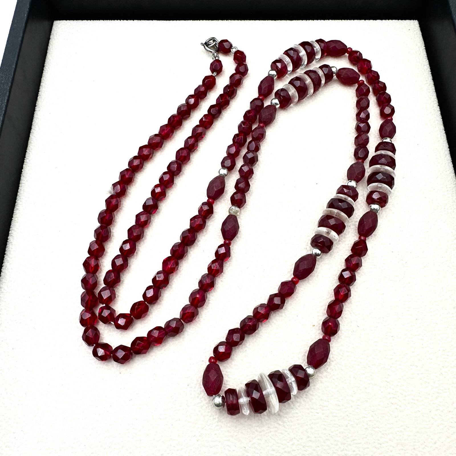 Antique Art Deco Red Glass Bead Flapper Necklace 35 Inch Length (1 of 2)