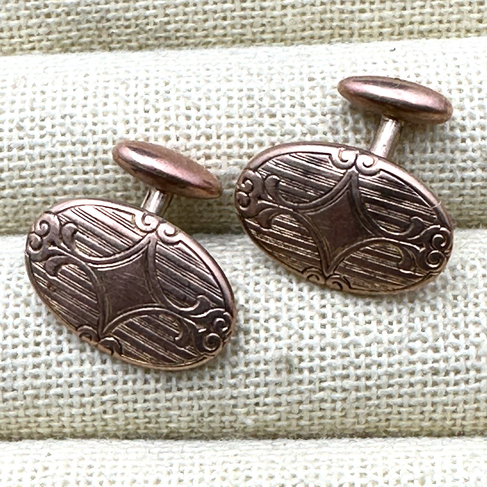 Antique Victorian Gold Filled Cuff Links Fancy Engraved Design (1 of 2)