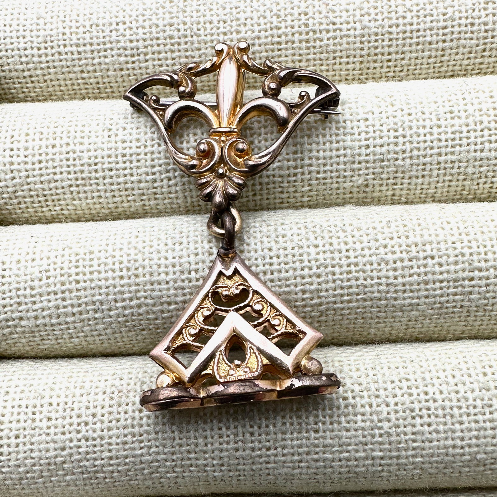 Antique Victorian Gold Filled Pocket Watch Pin with Fob 2 Inch (1 of 2)