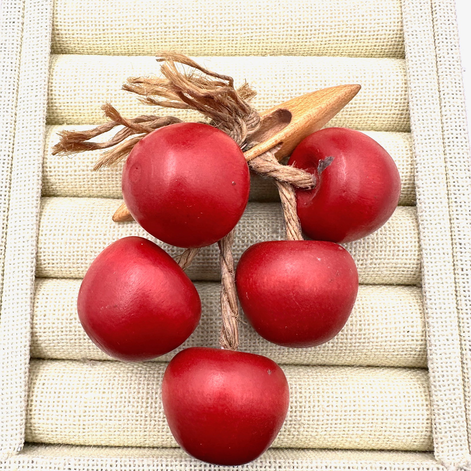 Antique Vintage Wood Cherries Brooch Pin 2.5 Inch (1 of 2)