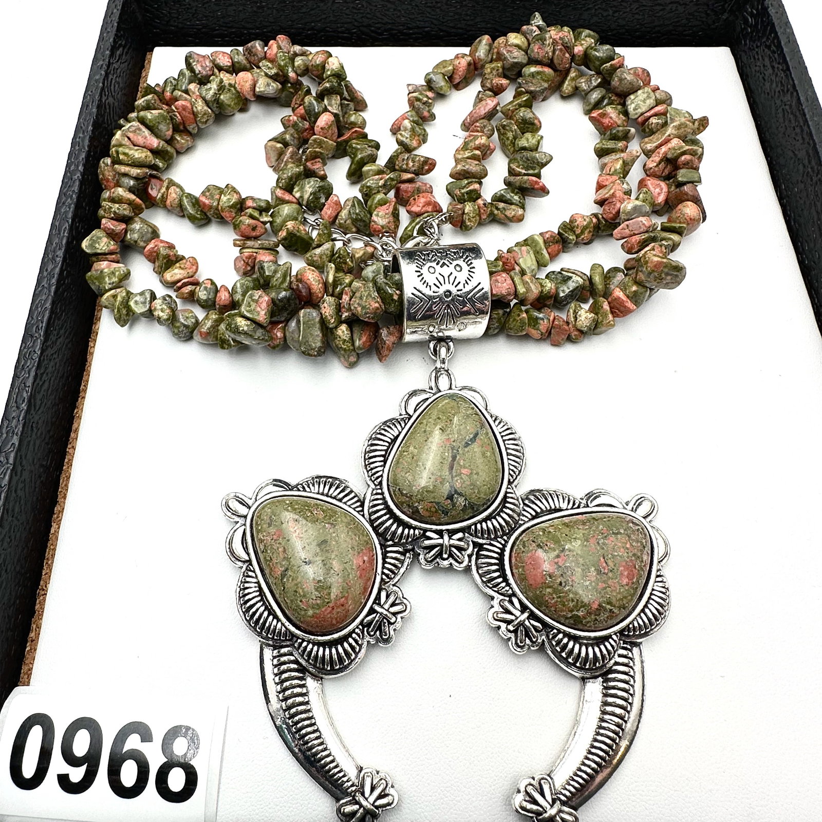 Southwest Style Silver Tone Necklace with Real Gemstones (1 of 2)