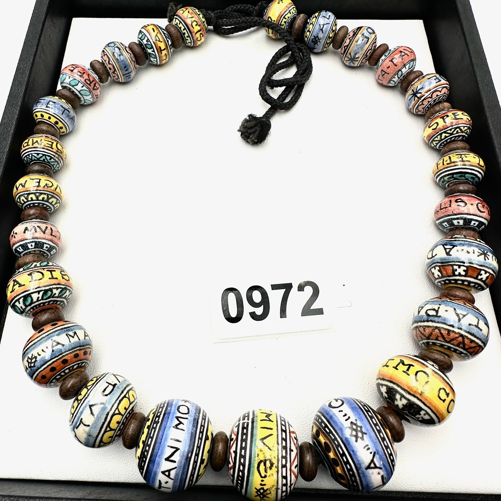 Vintage Ethnic Hand Painted Ceramic Bead Necklace (1 of 2)