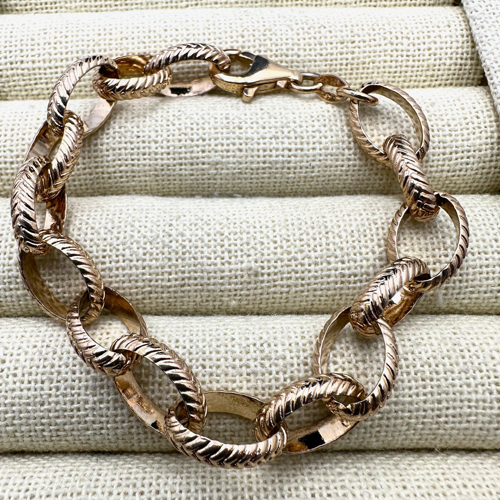 Gold Plated Sterling Silver Bracelet 7 Inch Length Heavy Link Nice Quality (1 of 2)