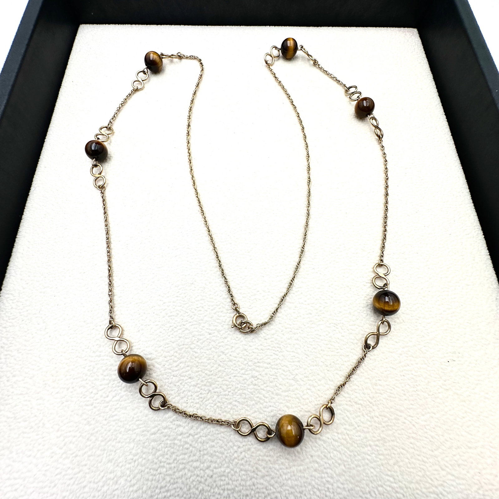 Vintage Tigers Eye Bead Gold Filled Necklace 24 Inch Length (1 of 2)