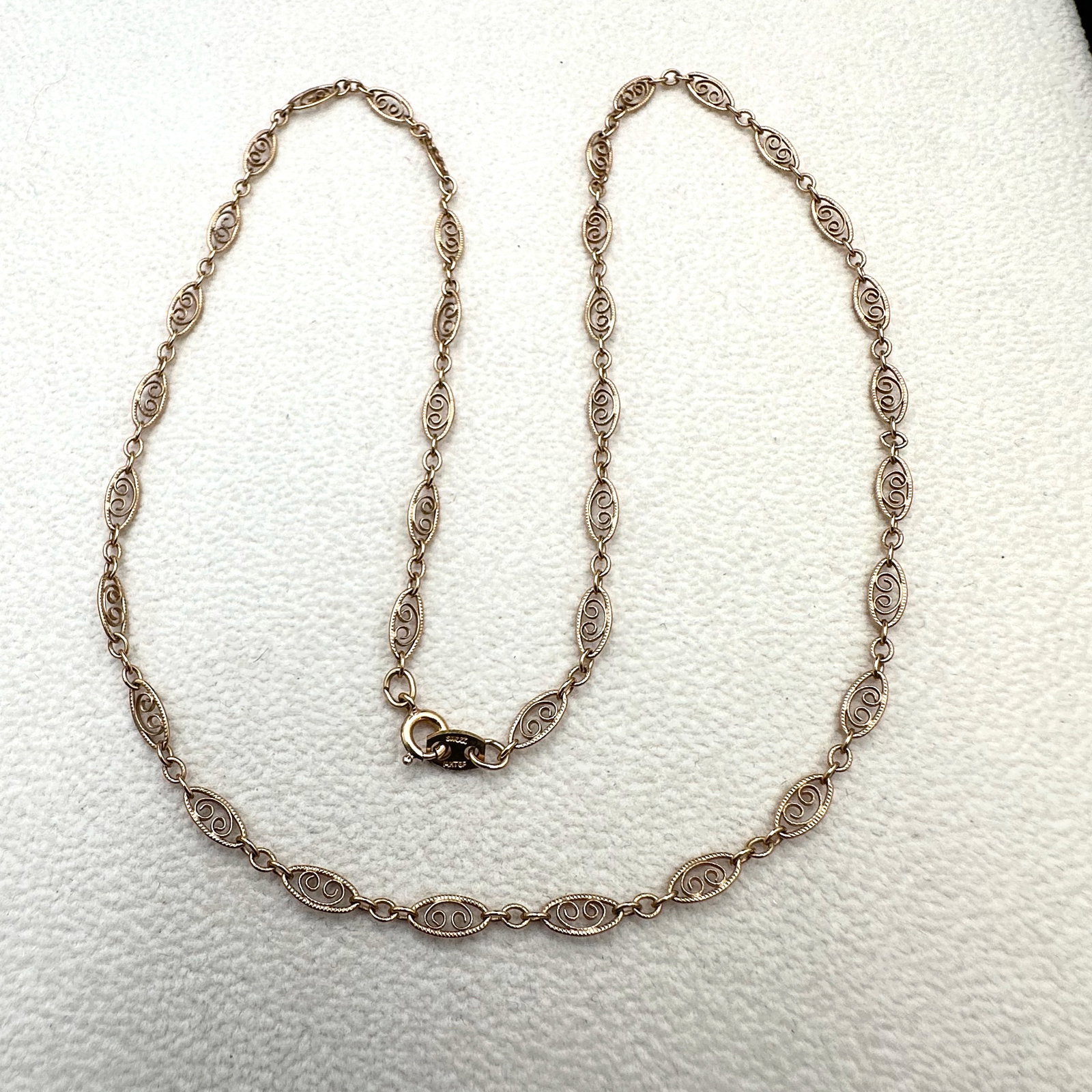 Vintage Delicate Filigree Gold Filled Necklace 16 Inch Chain: Vintage Delicate Filigree Gold Filled Necklace 16 Inch Chain