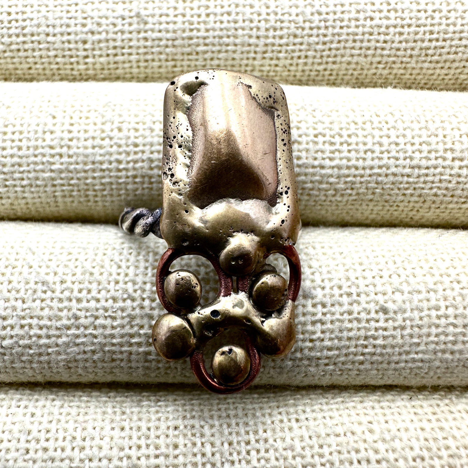 Vintage Brutalist Mixed Metal Ring Size 7 (1 of 2)