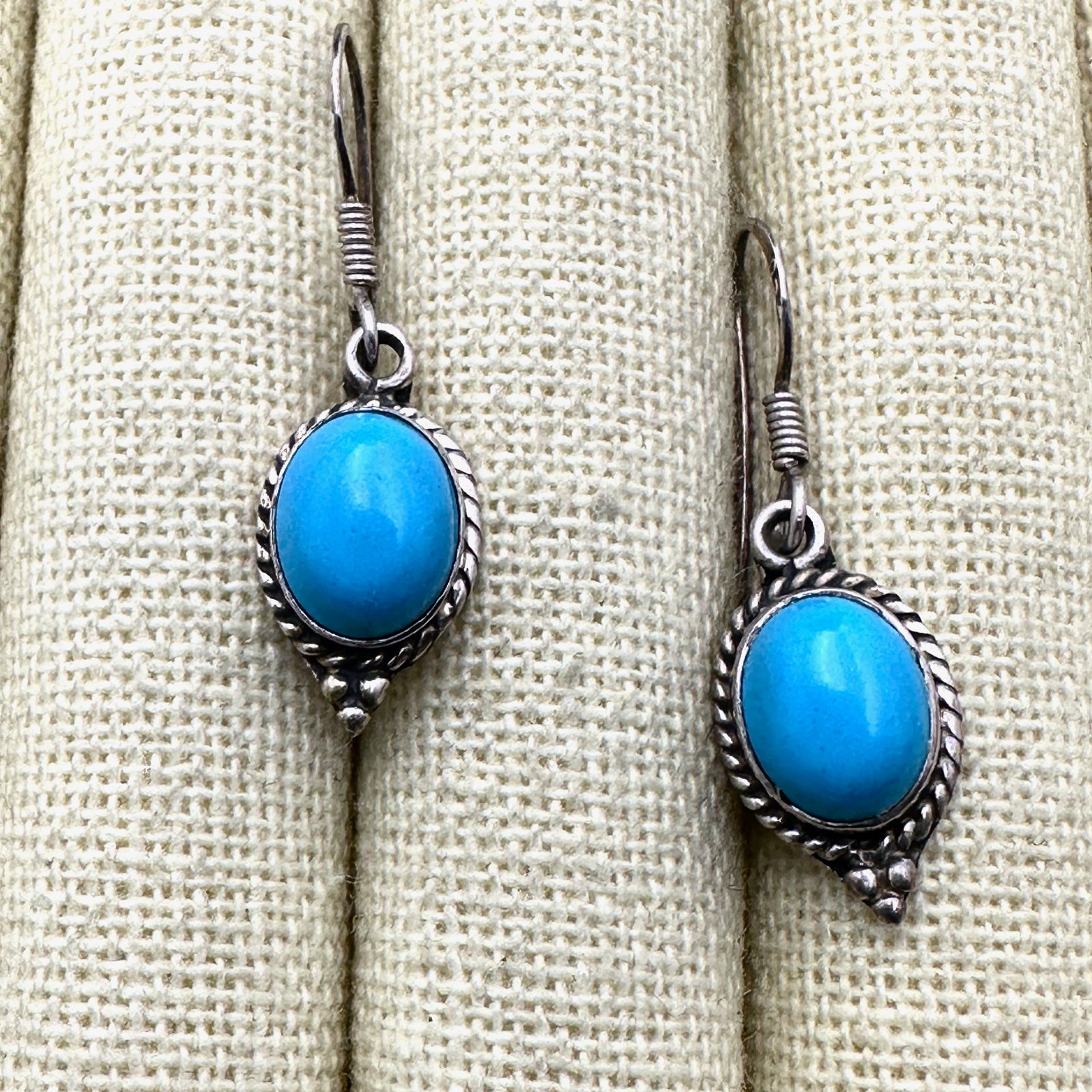 Turquoise Sterling Silver Pierced Earrings 1.5 Inch (1 of 2)