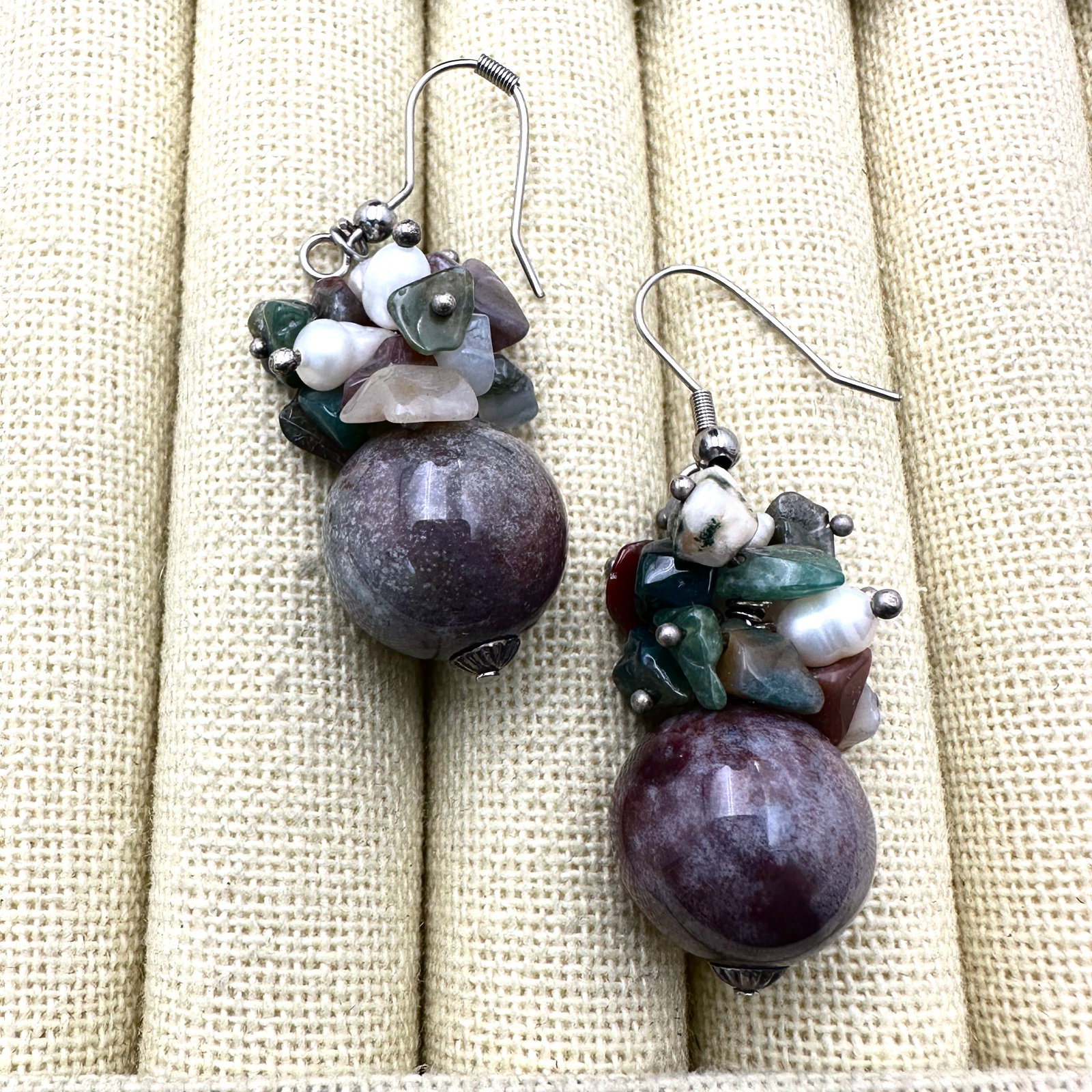 Multi Gemstone Sterling Silver Pierced Chandelier Earrings 1.75 Inch: Multi Gemstone Sterling Silver Pierced Chandelier Earrings 1.75 Inch