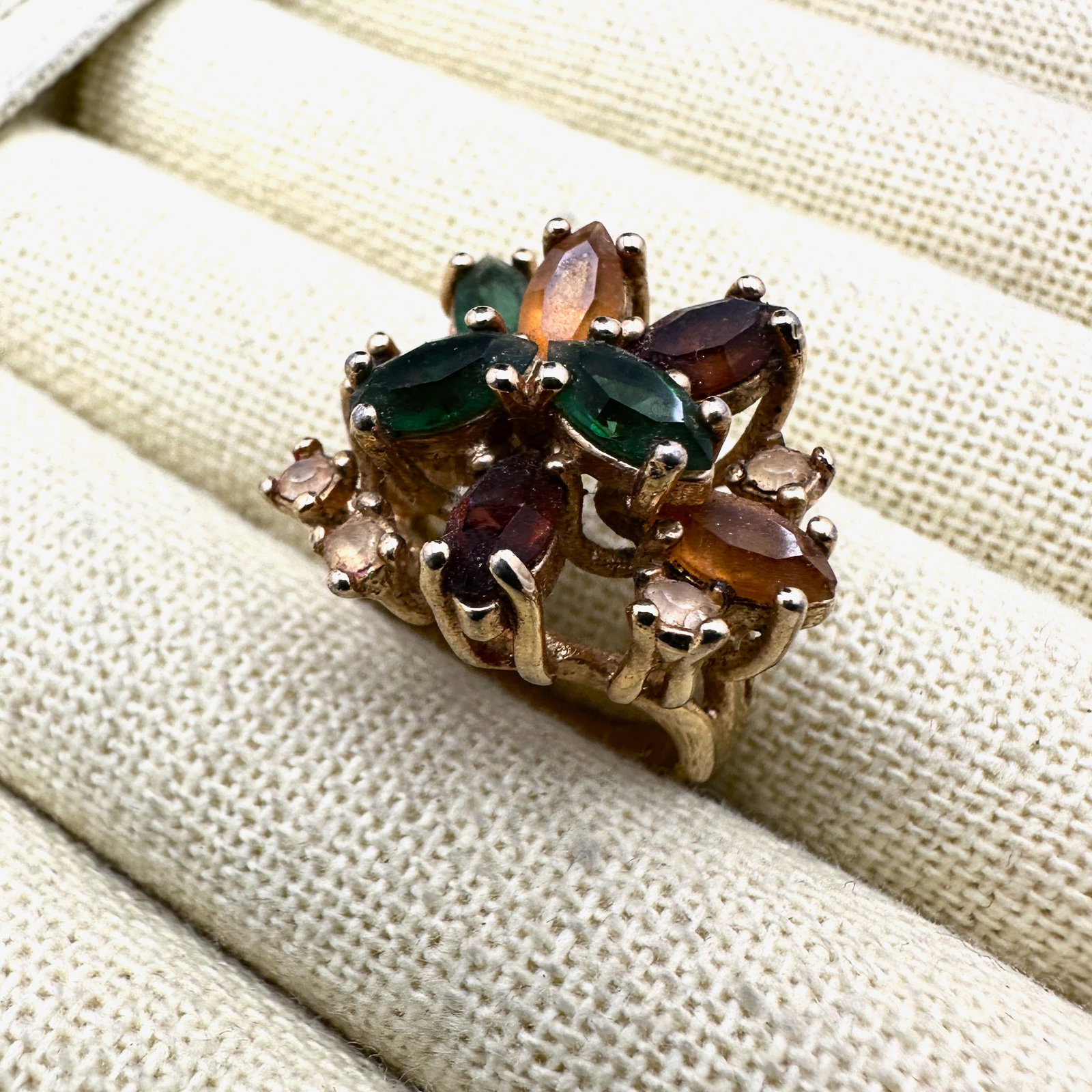 Vintage Multicolor Gold Plated Ring Size 6: Vintage Multicolor Gold Plated Ring Size 6