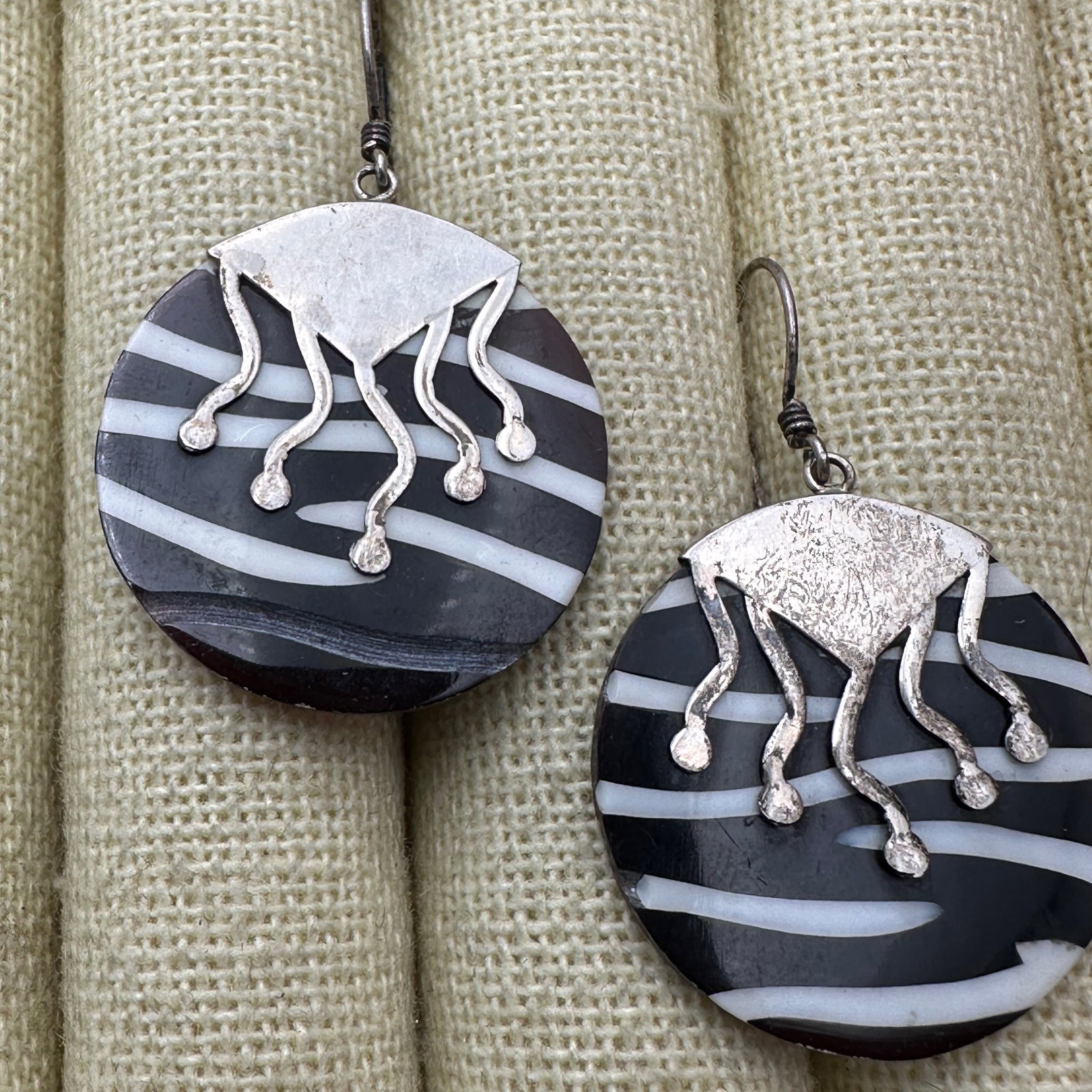 Sterling Silver Shell Earrings 1.75 Inch Pierced (1 of 2)