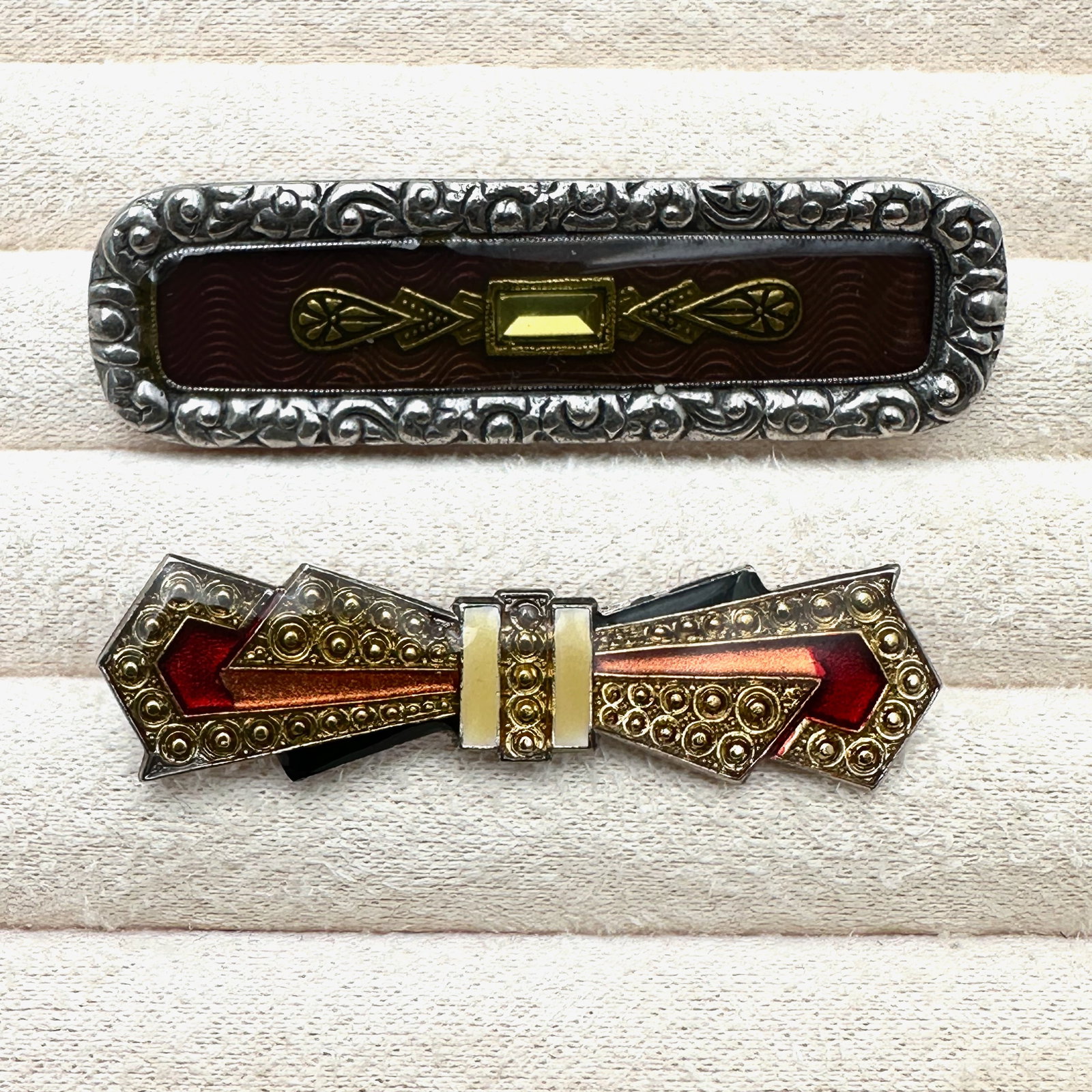 Vintage Lot of Two Catherine Propesco Style Brooches Pins Each Approximately 2 Inches Wide (1 of 2)