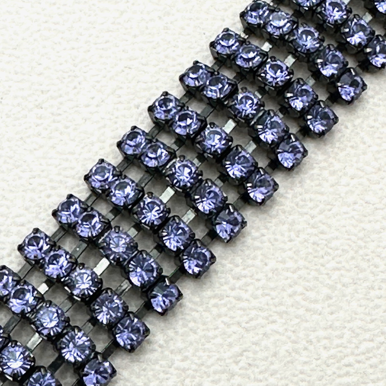 Vintage KJL Kenneth Jay Lane Purple Glass Rhinestone Gunmetal Dark Silver Tone Bracelet 7.25 Inch (1 of 3)