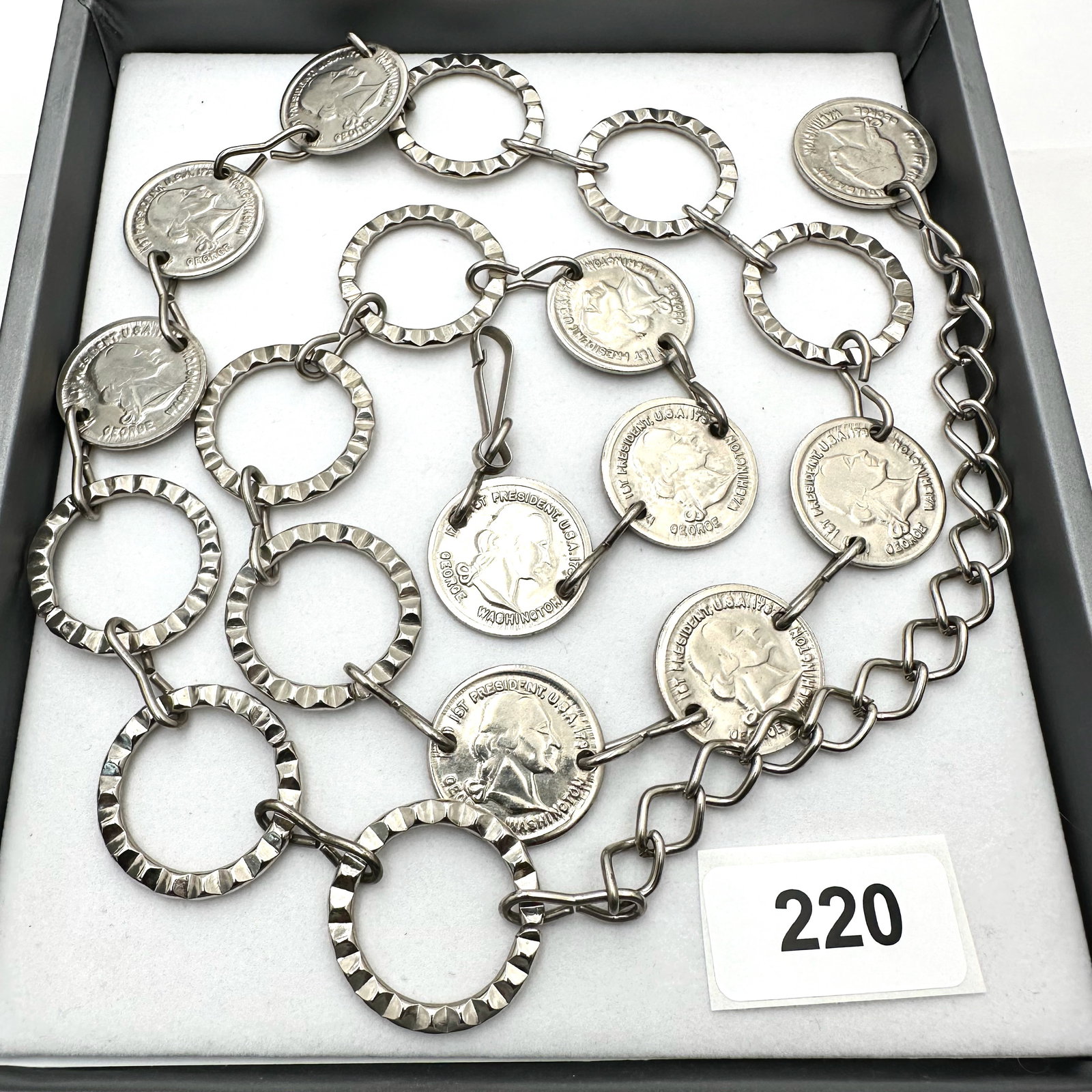 Vintage Silver Tone Coin Belt 36 Inch Length: Vintage Silver Tone Coin Belt 36 Inch Length