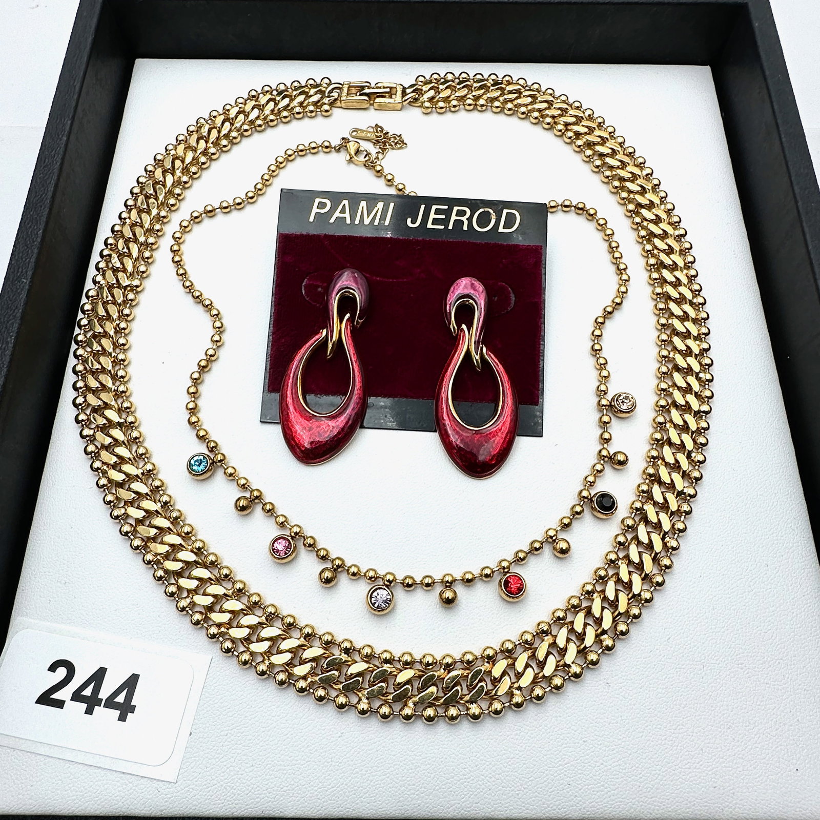 Jewelry Group Lot Gold Tone Monet Necklace Bezel Crystal Necklace Enamel Earrings Pierced: Jewelry Group Lot Gold Tone Monet Necklace Bezel Crystal Necklace Enamel Earrings Pierced