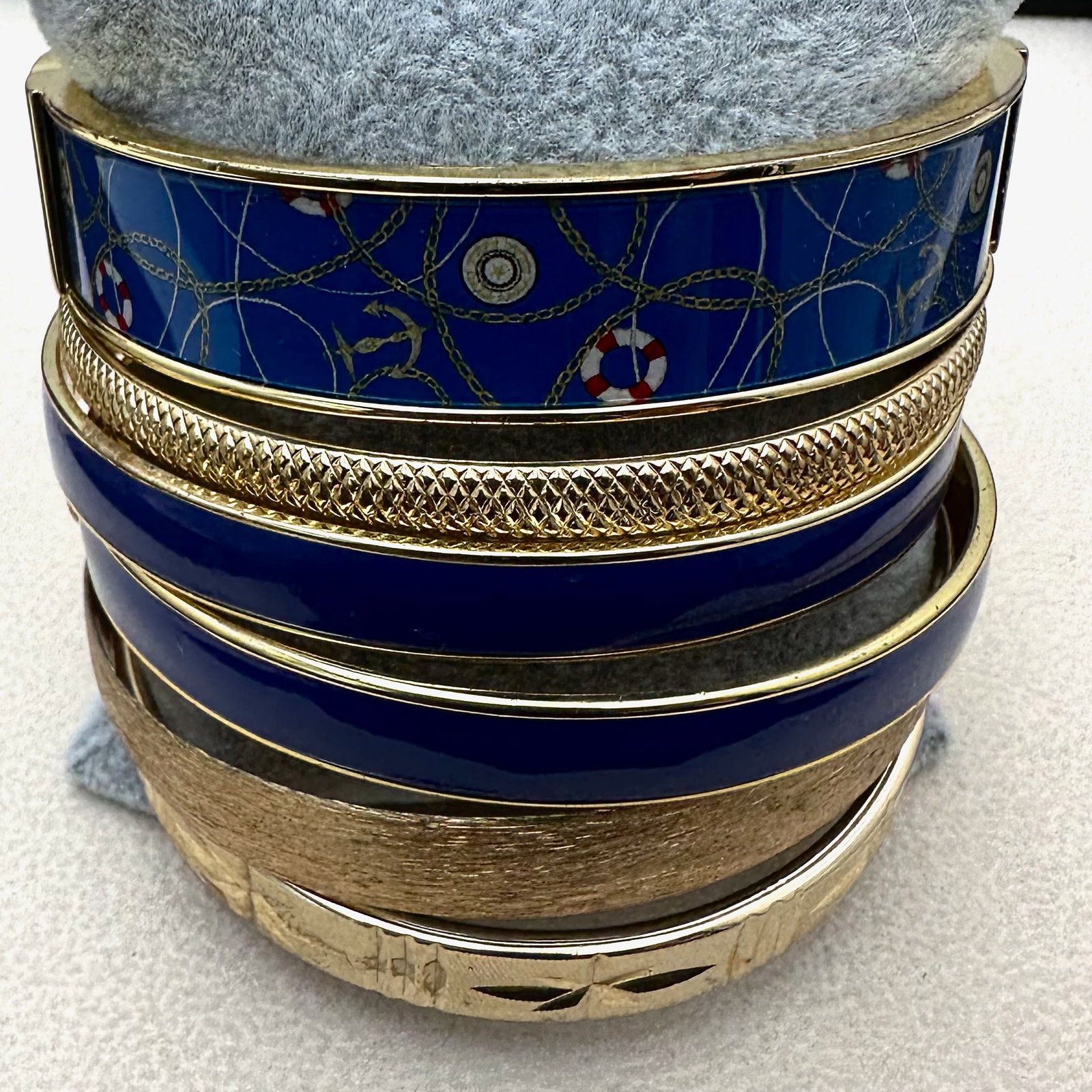 Group Lot of Costume Bracelets Gold Tone Enamel Bangles (1 of 2)