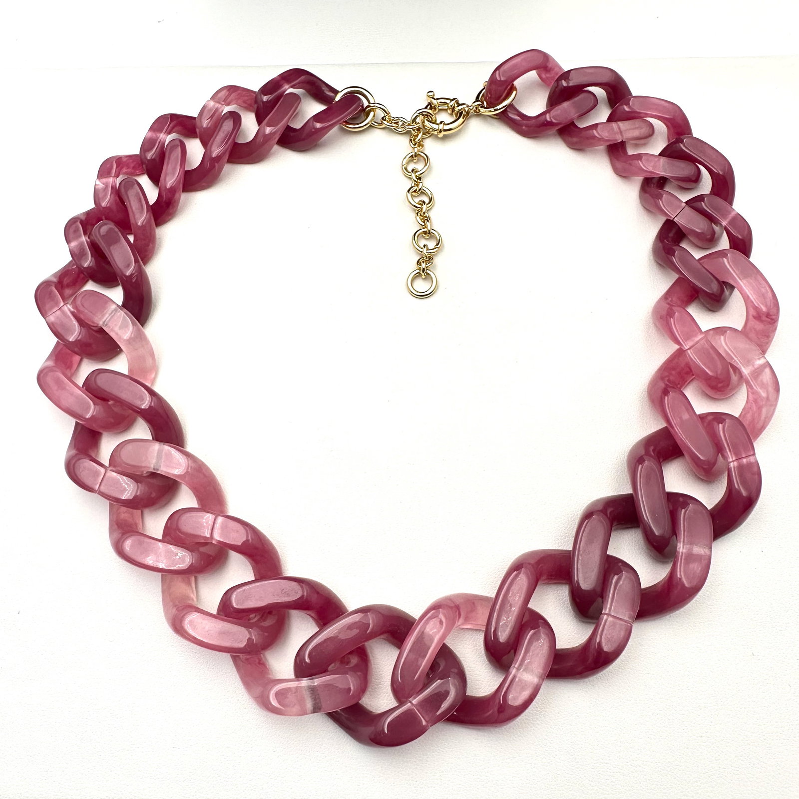 Purple Marbled Lucite Link Gold Tone Statement Necklace 18 to 20 Inch (1 of 2)