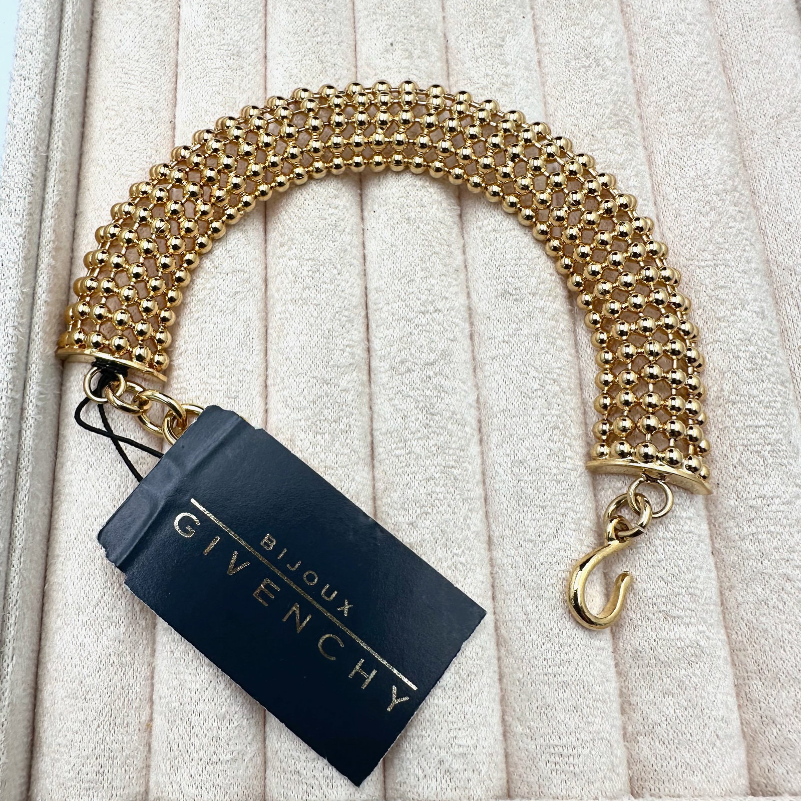 Vintage Givenchy Wide Gold Tone Bracelet Fits Up to 8 Inch Original Tag Attached (1 of 2)