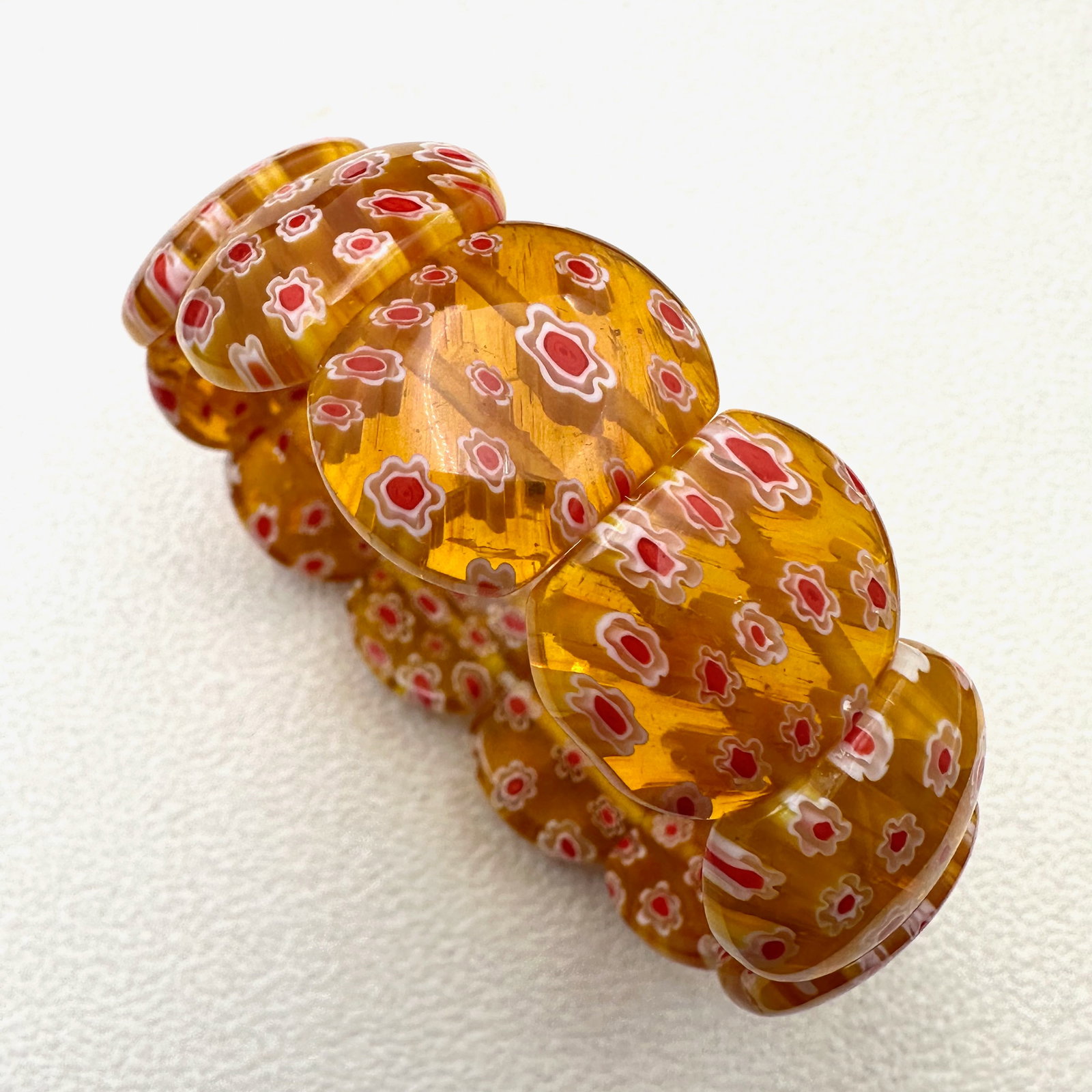 Italian Murano Glass Bracelet Orange Red Adjustable Size: Italian Murano Glass Bracelet Orange Red Adjustable Size