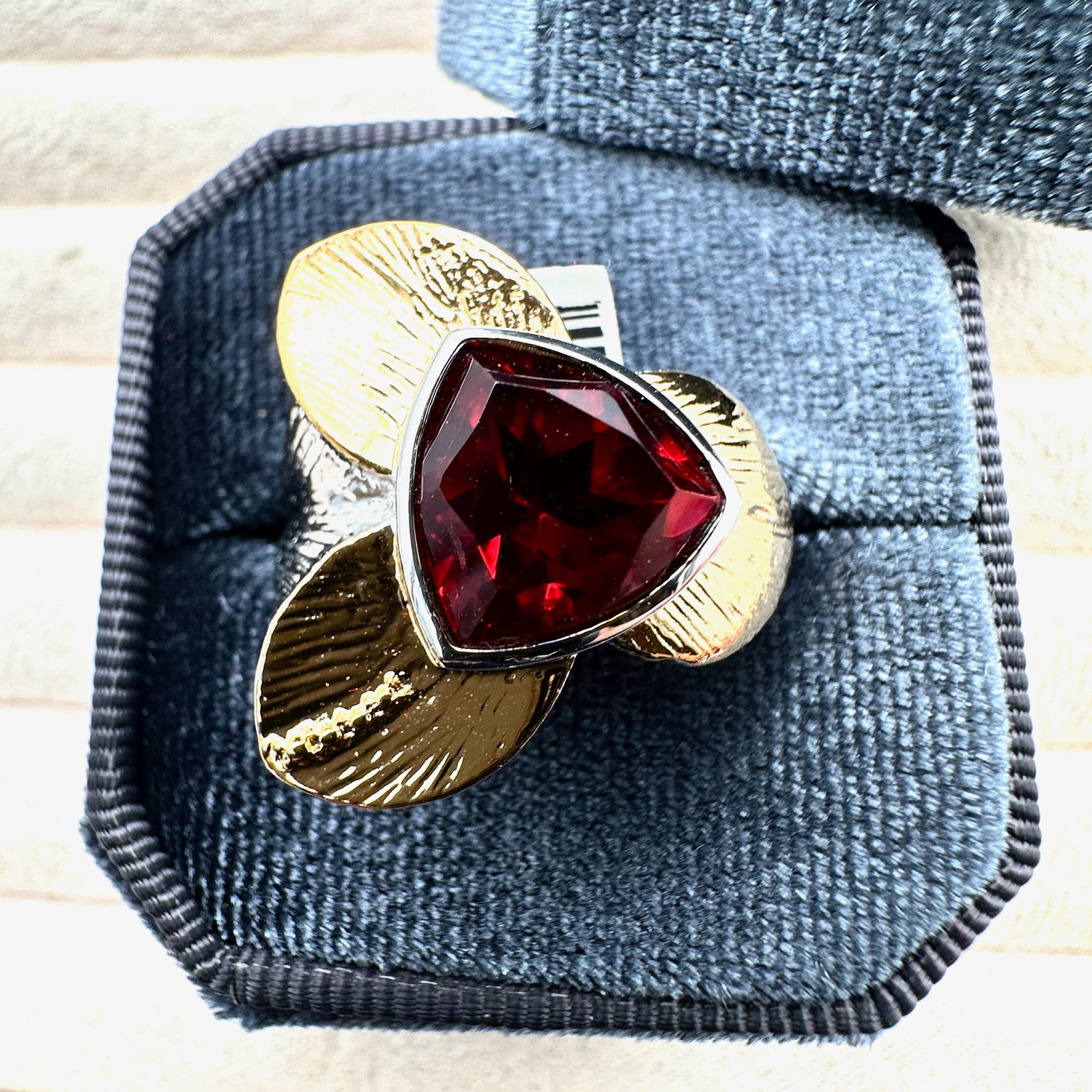 Red Garnet Silver Plated Ring Size 8 Box Included (1 of 2)